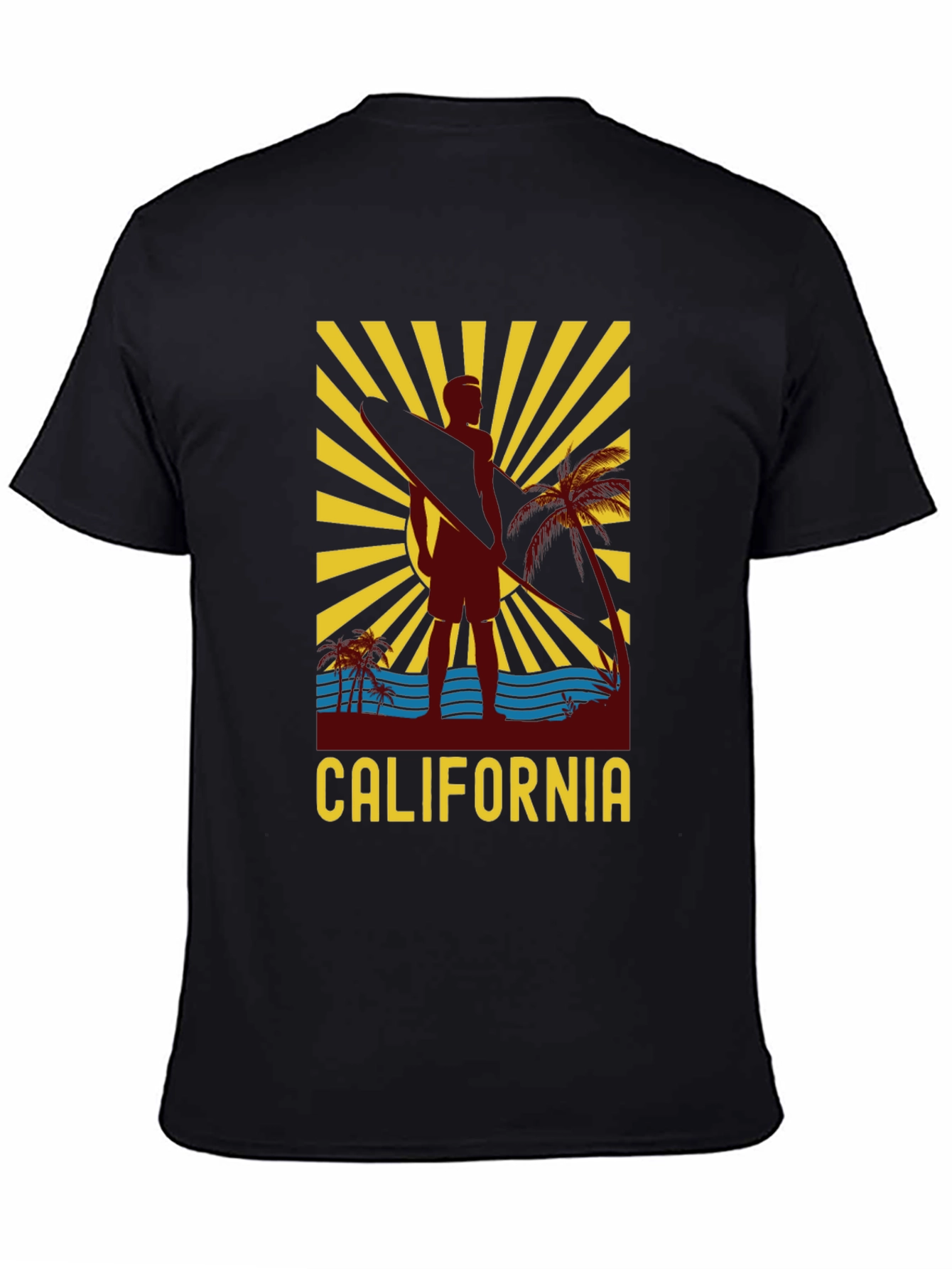 California Surfer Graphic Black T-Shirt