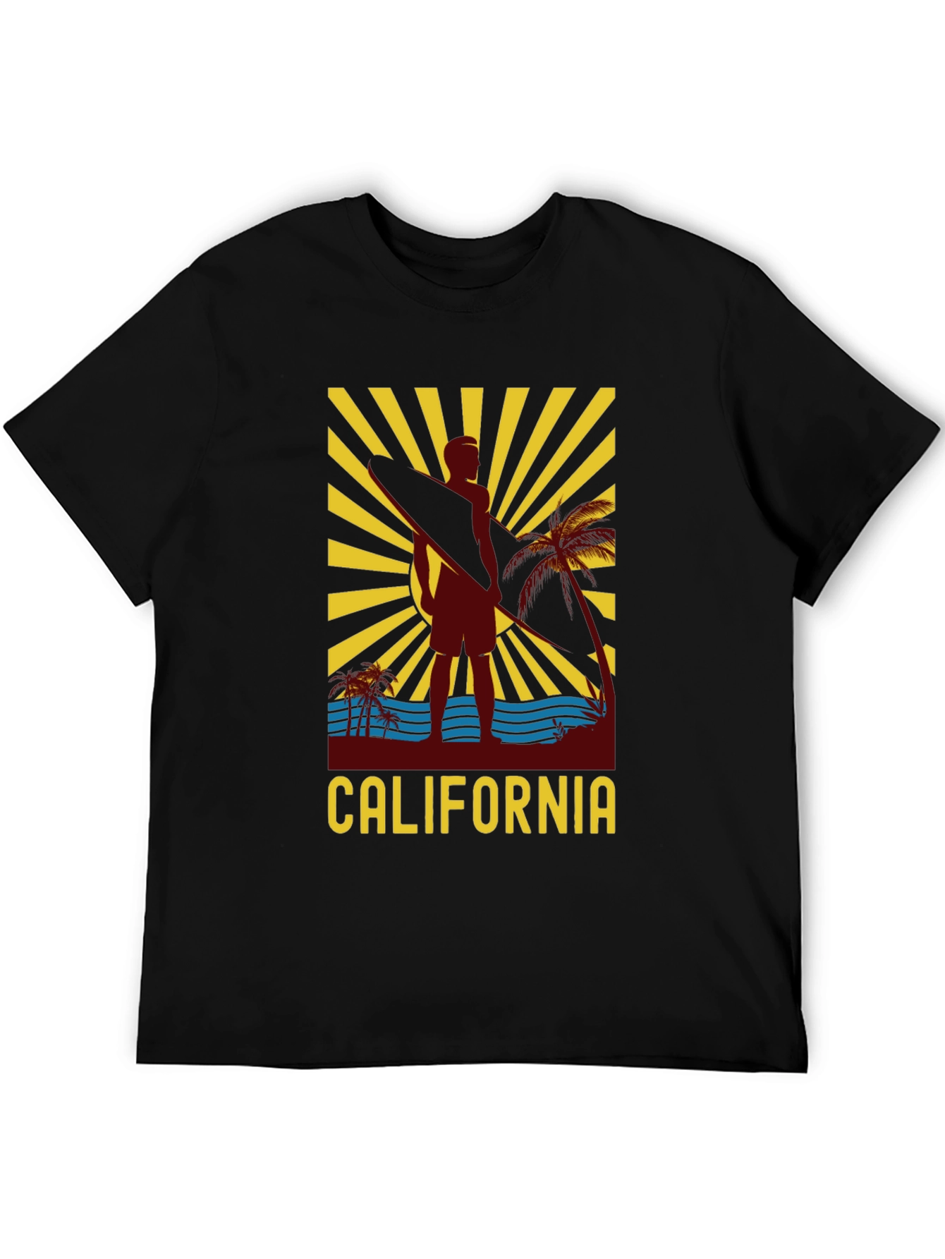 California Surfer Graphic Black T-Shirt