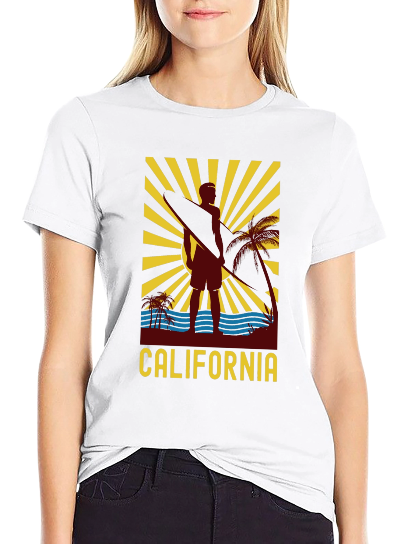 California Surfer Graphic Black T-Shirt