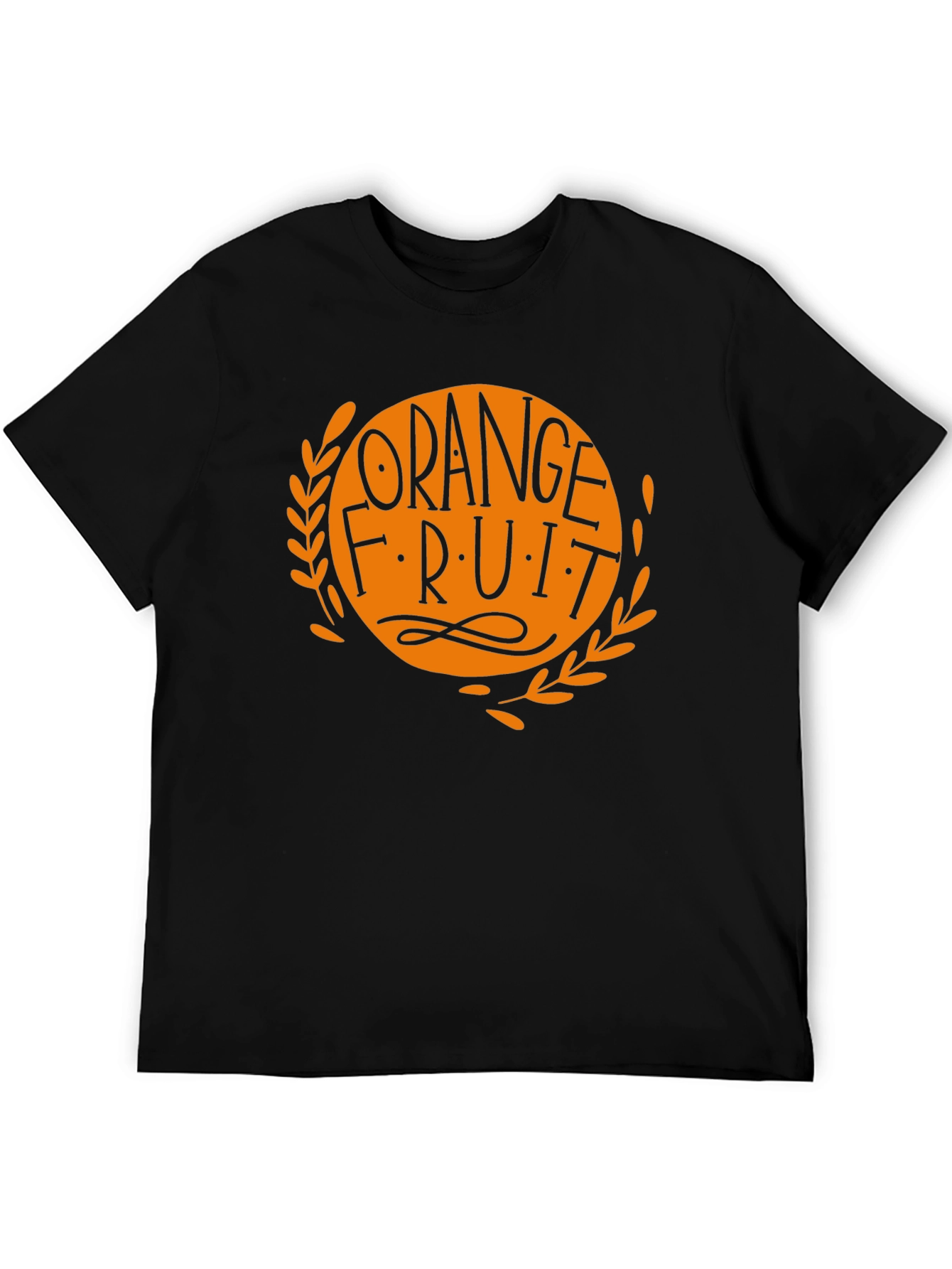 Orange Fruit Graphic Black T-Shirt