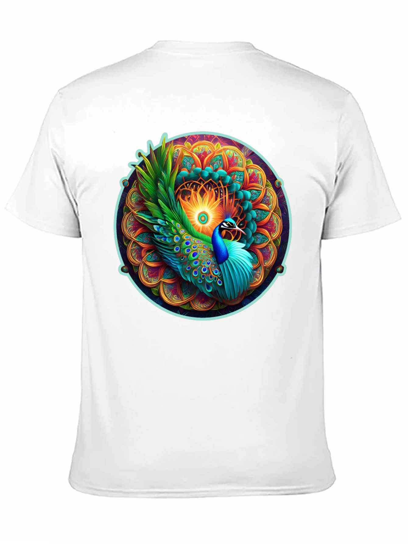 Peacock Mandala Graphic Tee - Vibrant Artistic Design