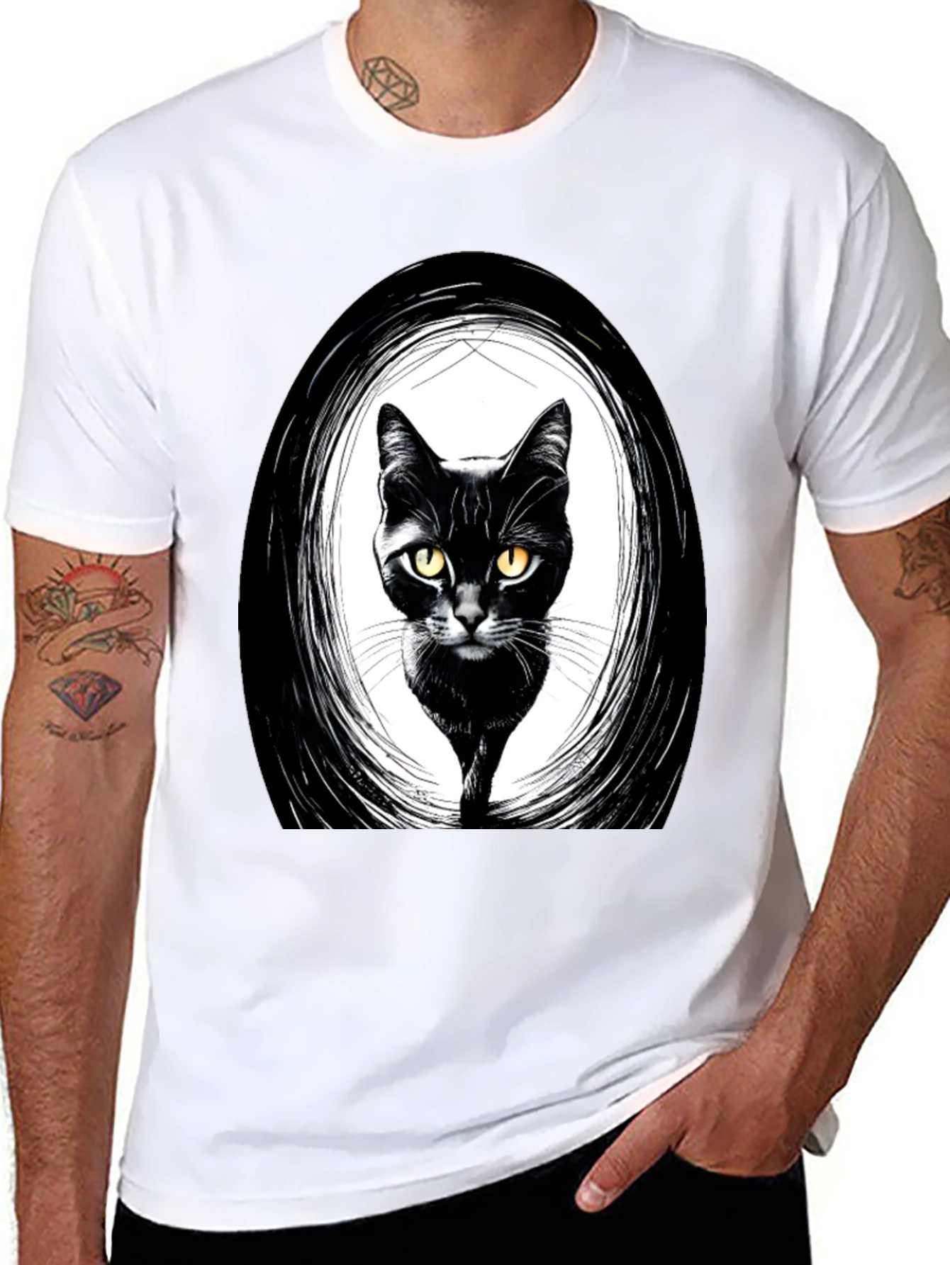 Black Cat Graphic Tee - Stylish Unisex Shirt