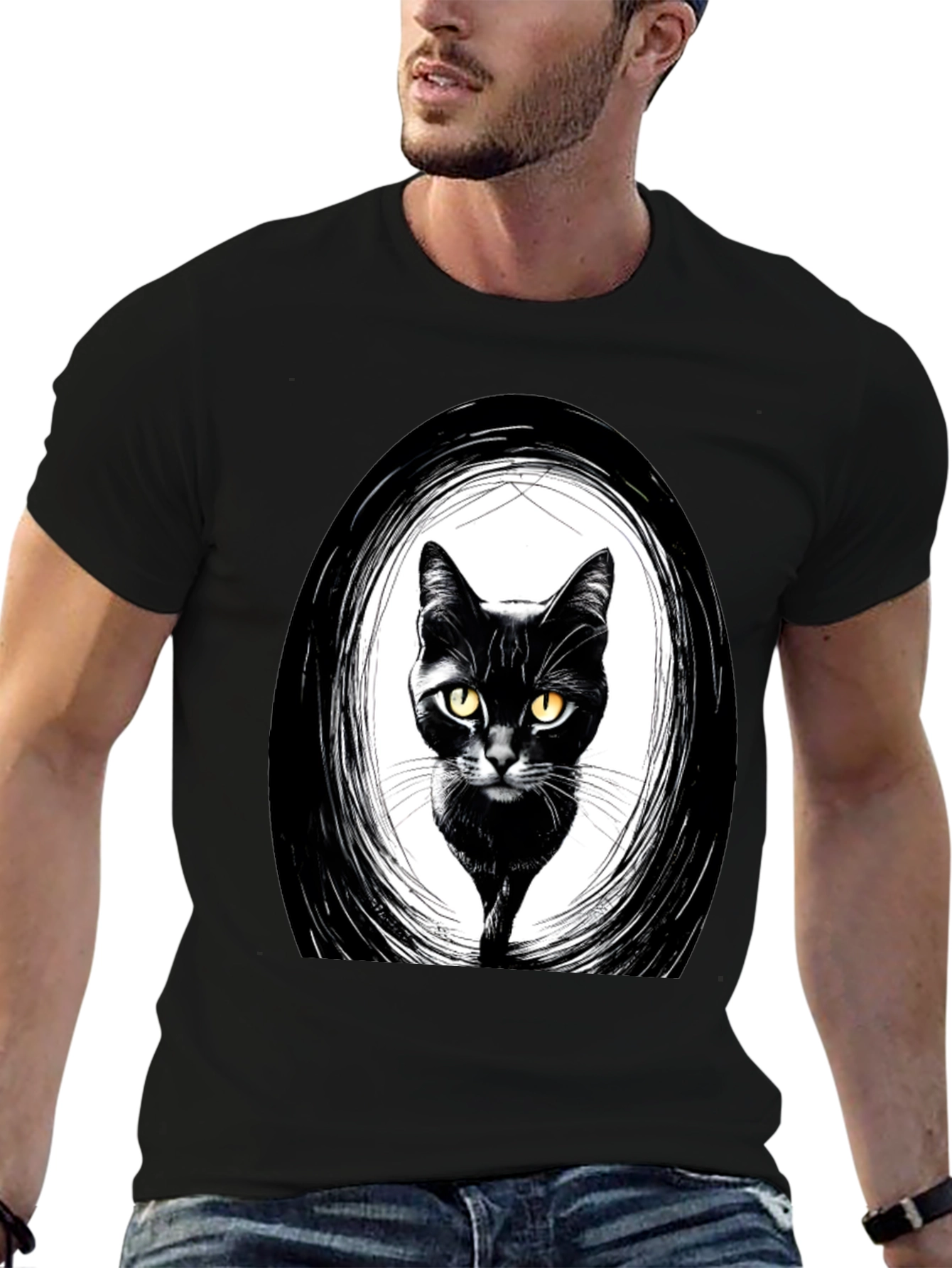 Black Cat Graphic Tee - Stylish Unisex Shirt