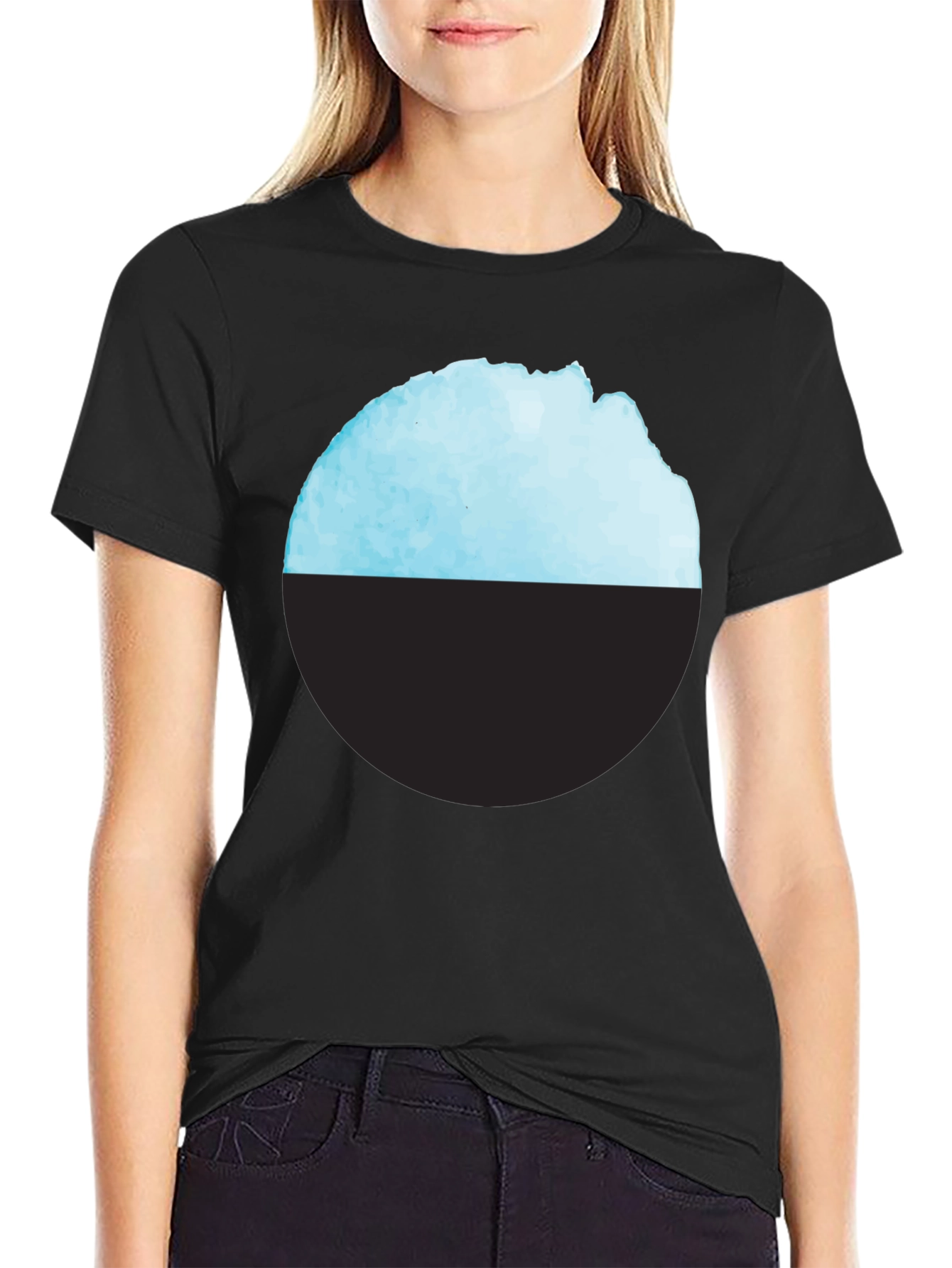 Modern Geometric T-Shirt - Abstract Blue & Black Design