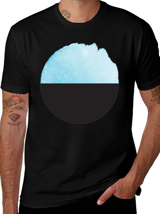 Modern Geometric T-Shirt - Abstract Blue & Black Design