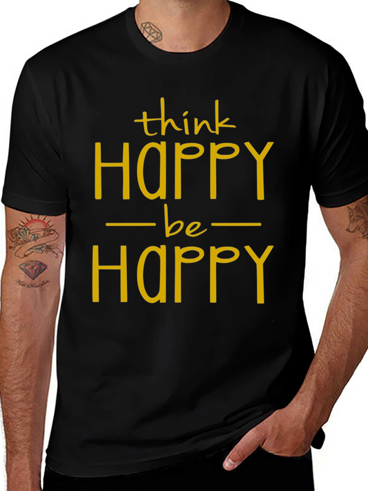 Think Happy Be Happy Graphic Tee - Black