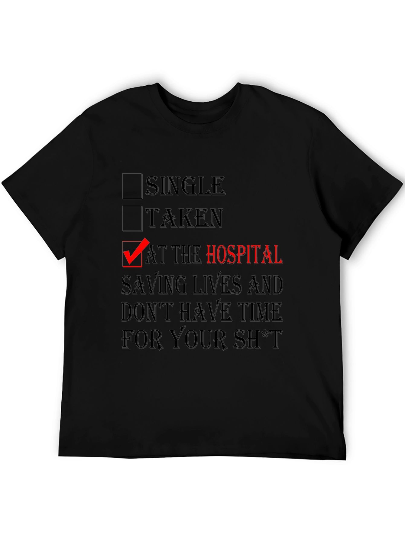 At The Hospital Saving Lives Black Graphic Tee