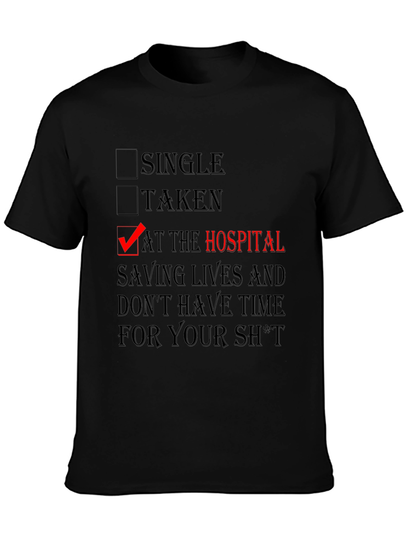 At The Hospital Saving Lives Black Graphic Tee
