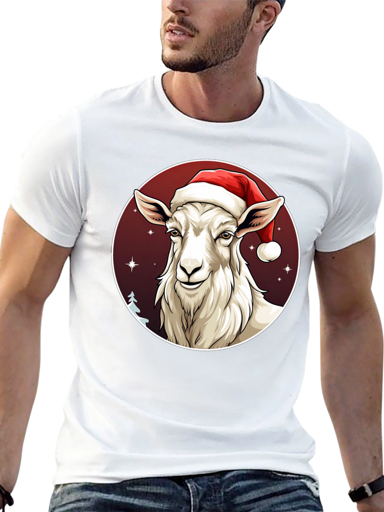 Christmas Goat T-Shirt - Holiday Animal Graphic Tee