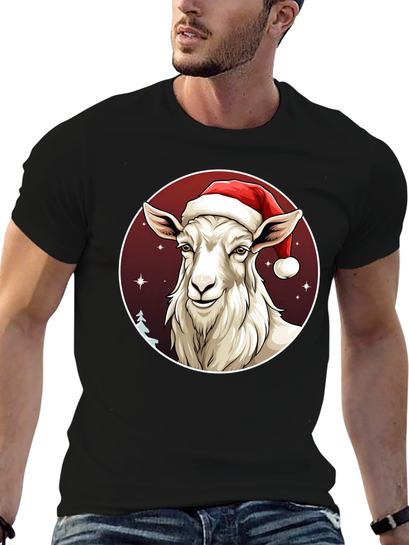 Christmas Goat T-Shirt - Holiday Animal Graphic Tee