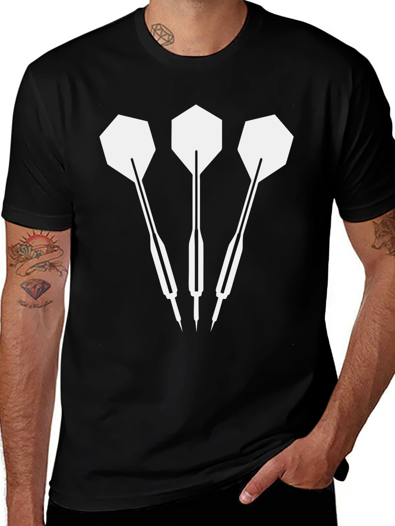 Dart Thrower Tee - Black Cotton Dartboard T-Shirt
