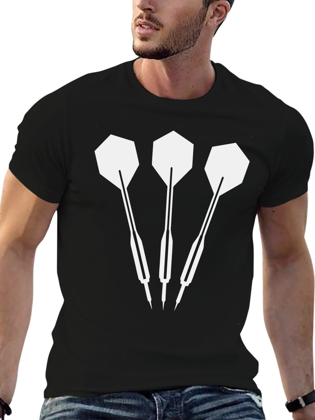 Dart Thrower Tee - Black Cotton Dartboard T-Shirt