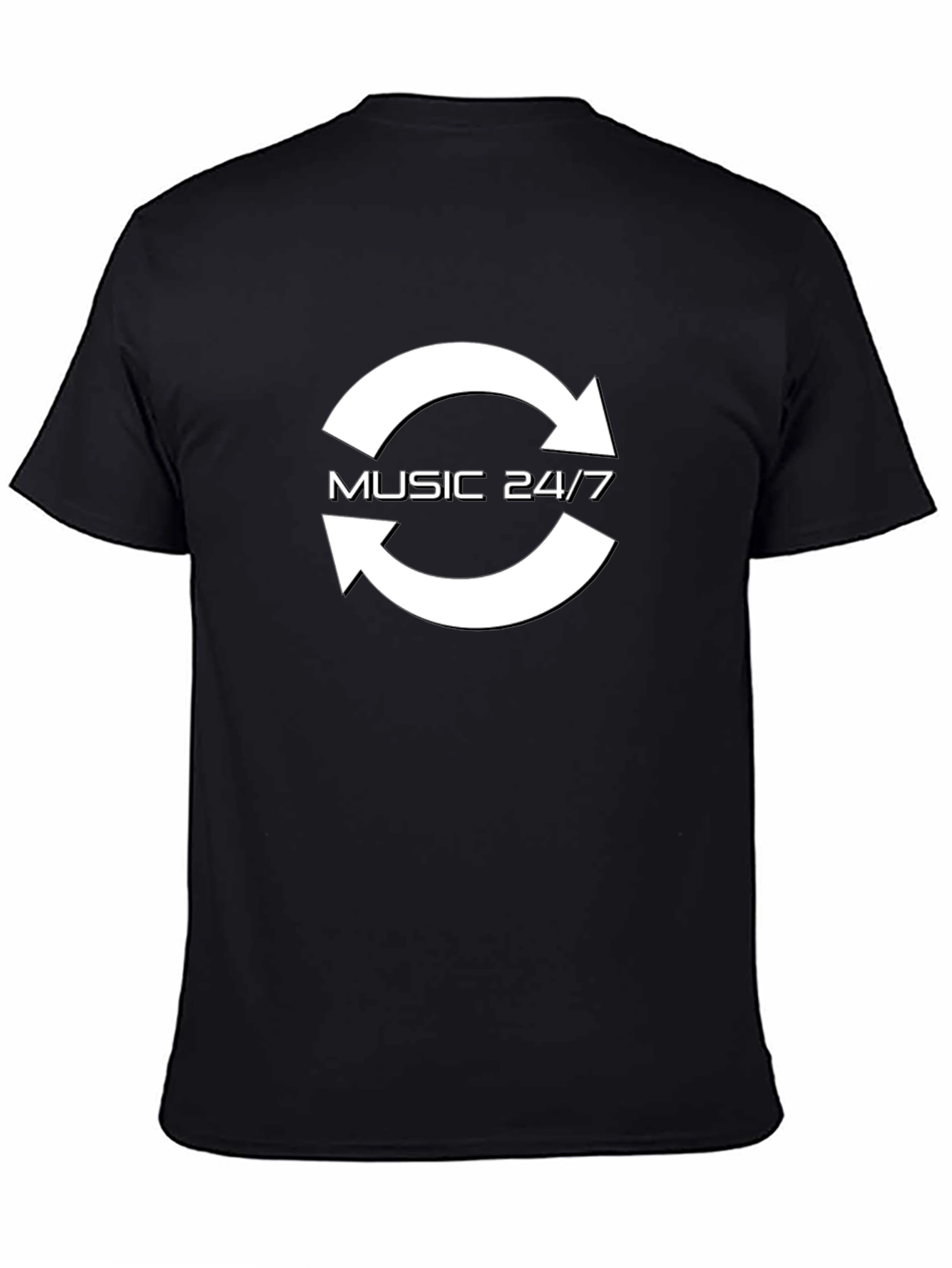 Music 24/7 Black Cotton Graphic Tee