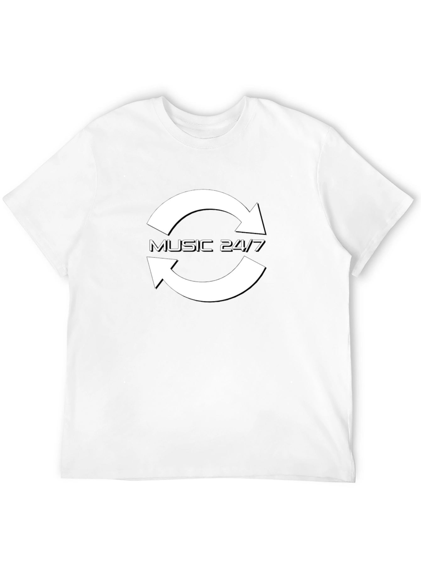 Music 24/7 Black Cotton Graphic Tee