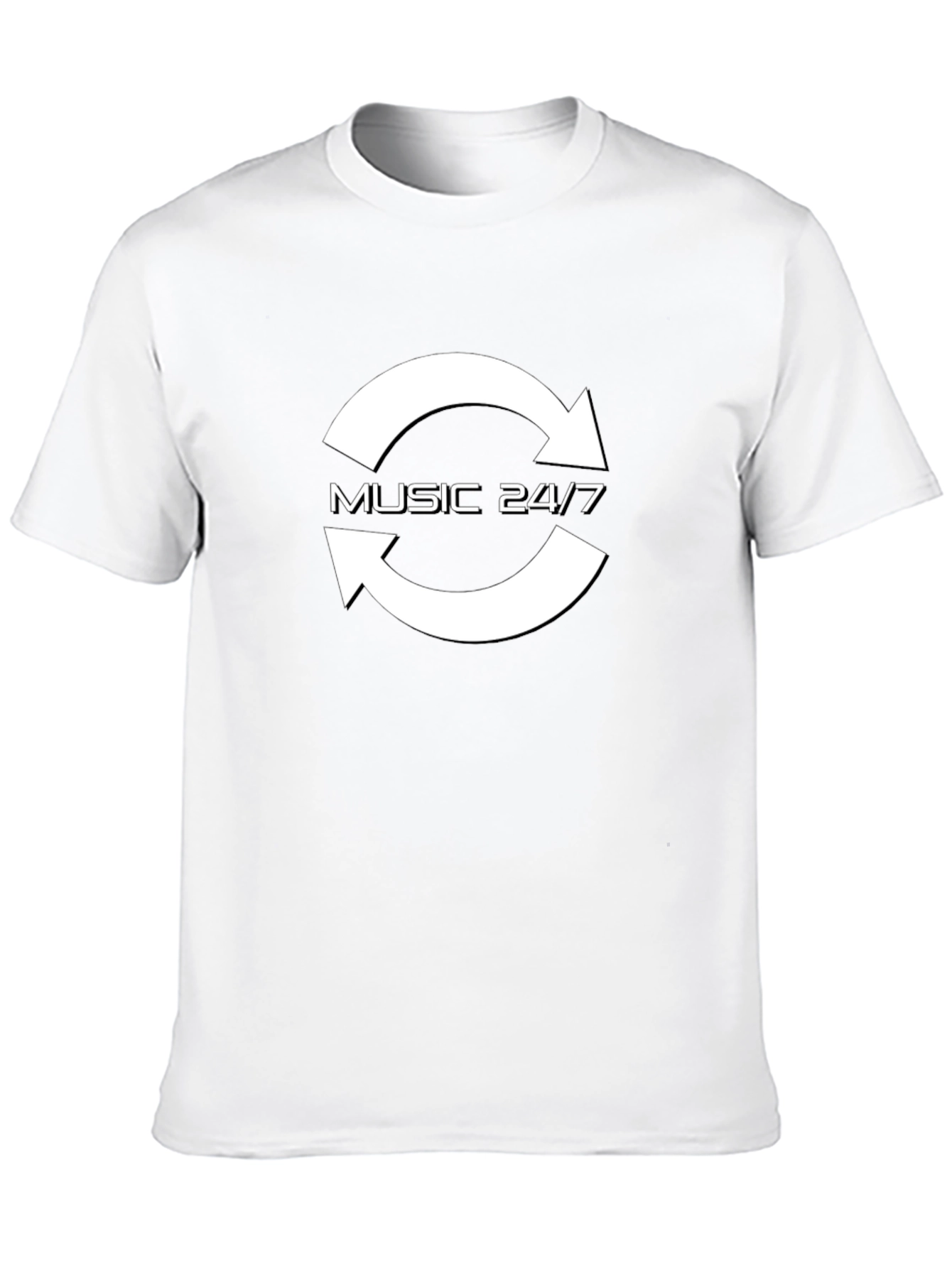 Music 24/7 Black Cotton Graphic Tee