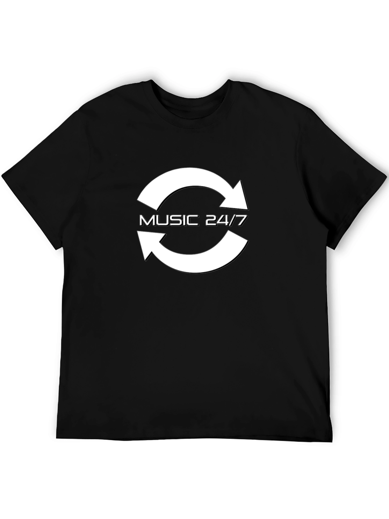 Music 24/7 Black Cotton Graphic Tee