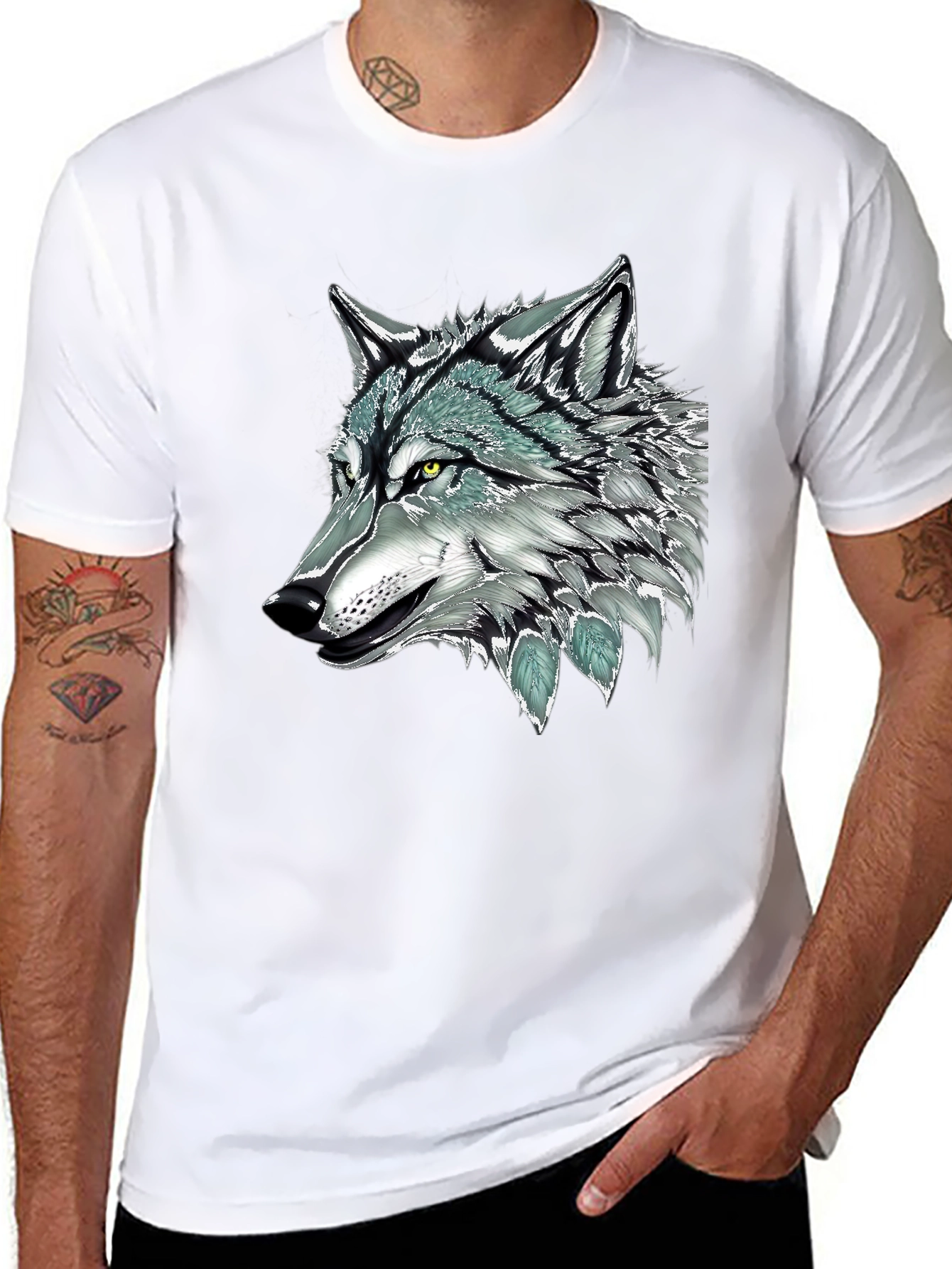 Wolf Graphic Print Black Tee