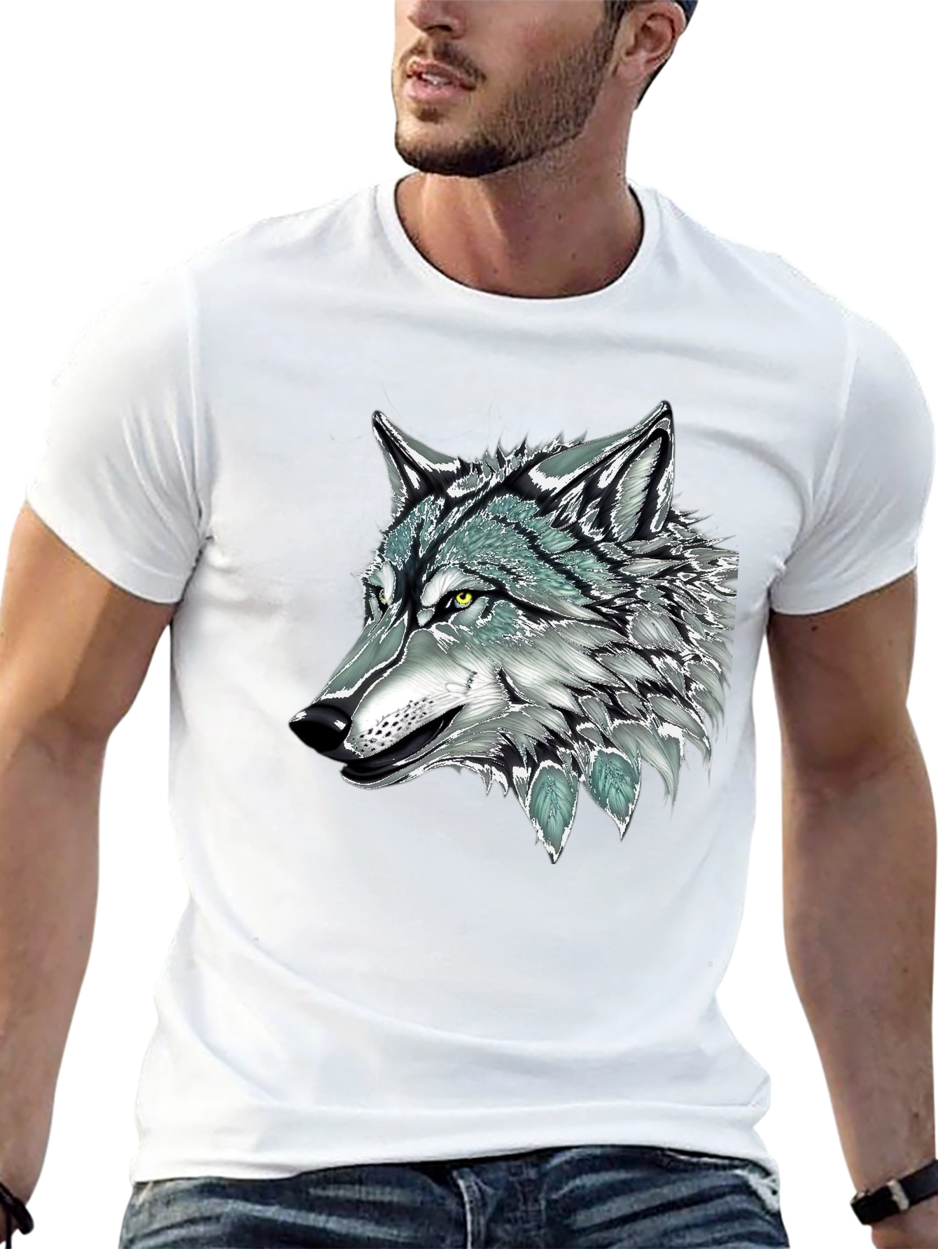 Wolf Graphic Print Black Tee