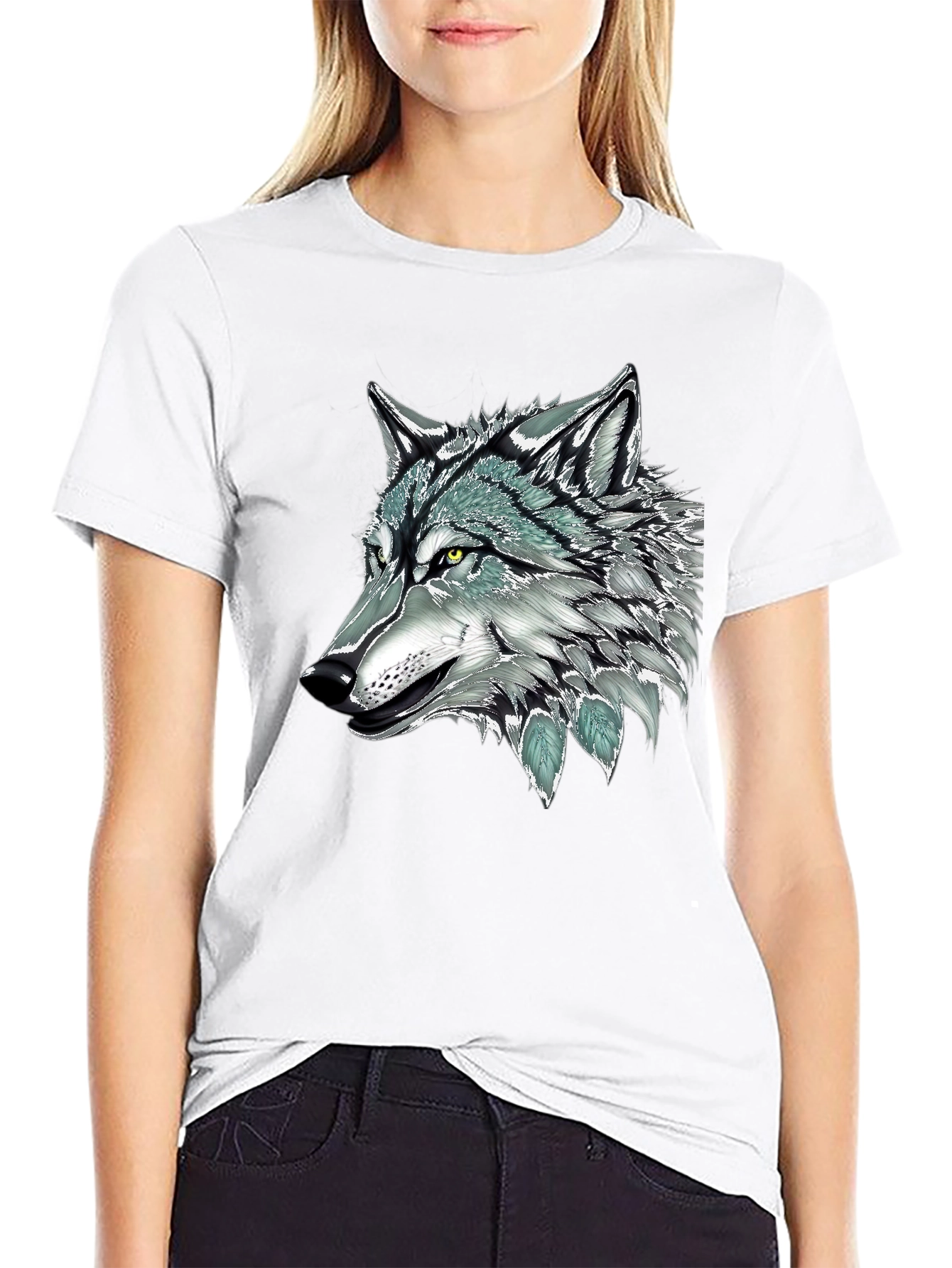 Wolf Graphic Print Black Tee