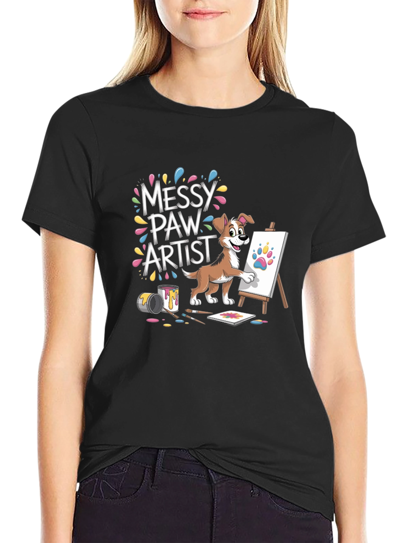 Messy Paw Artist Dog T-Shirt