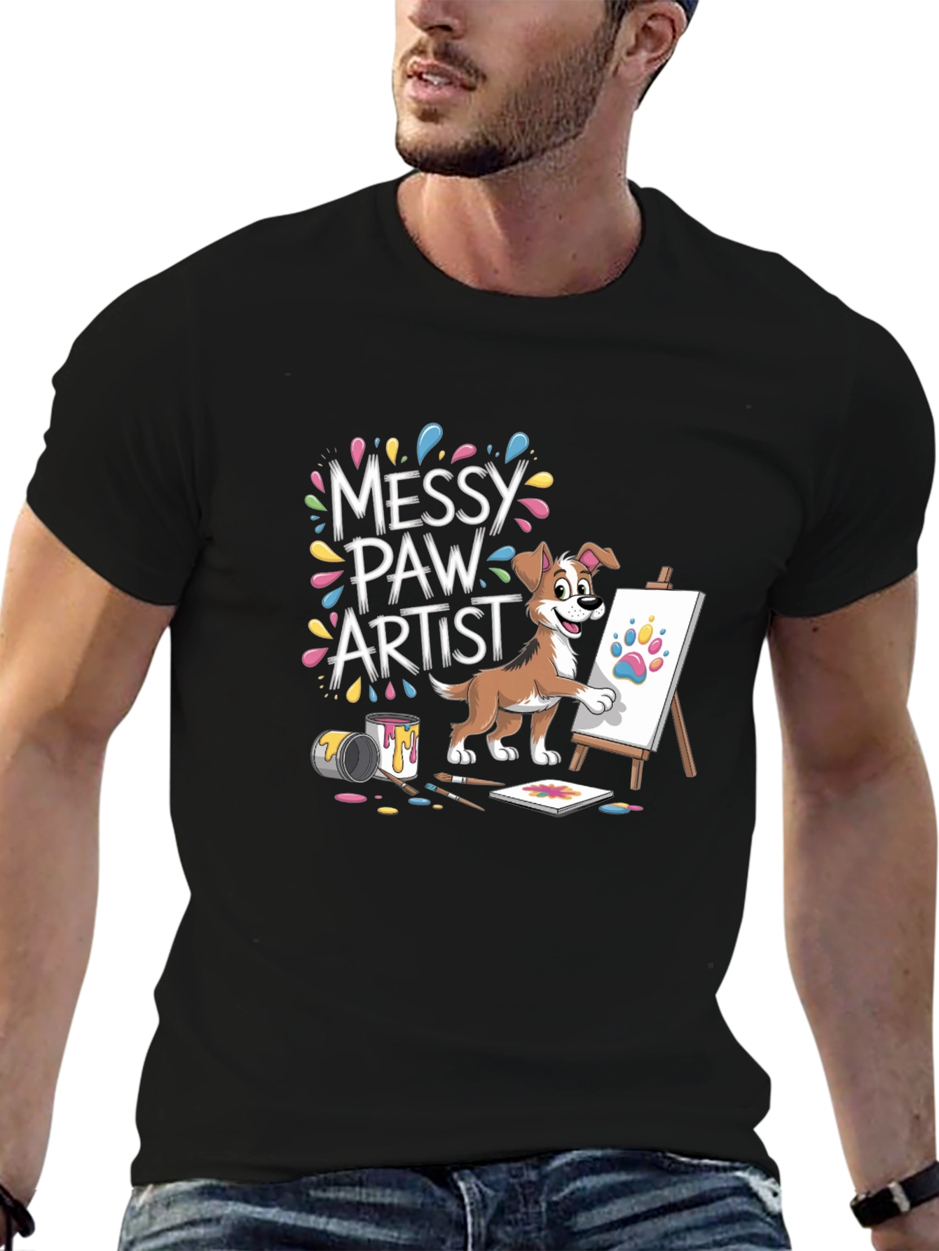 Messy Paw Artist Dog T-Shirt