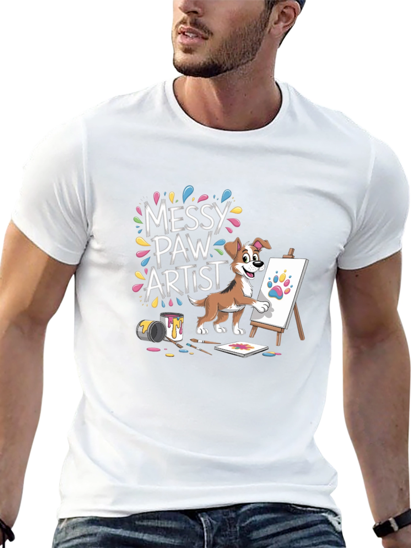 Messy Paw Artist Dog T-Shirt