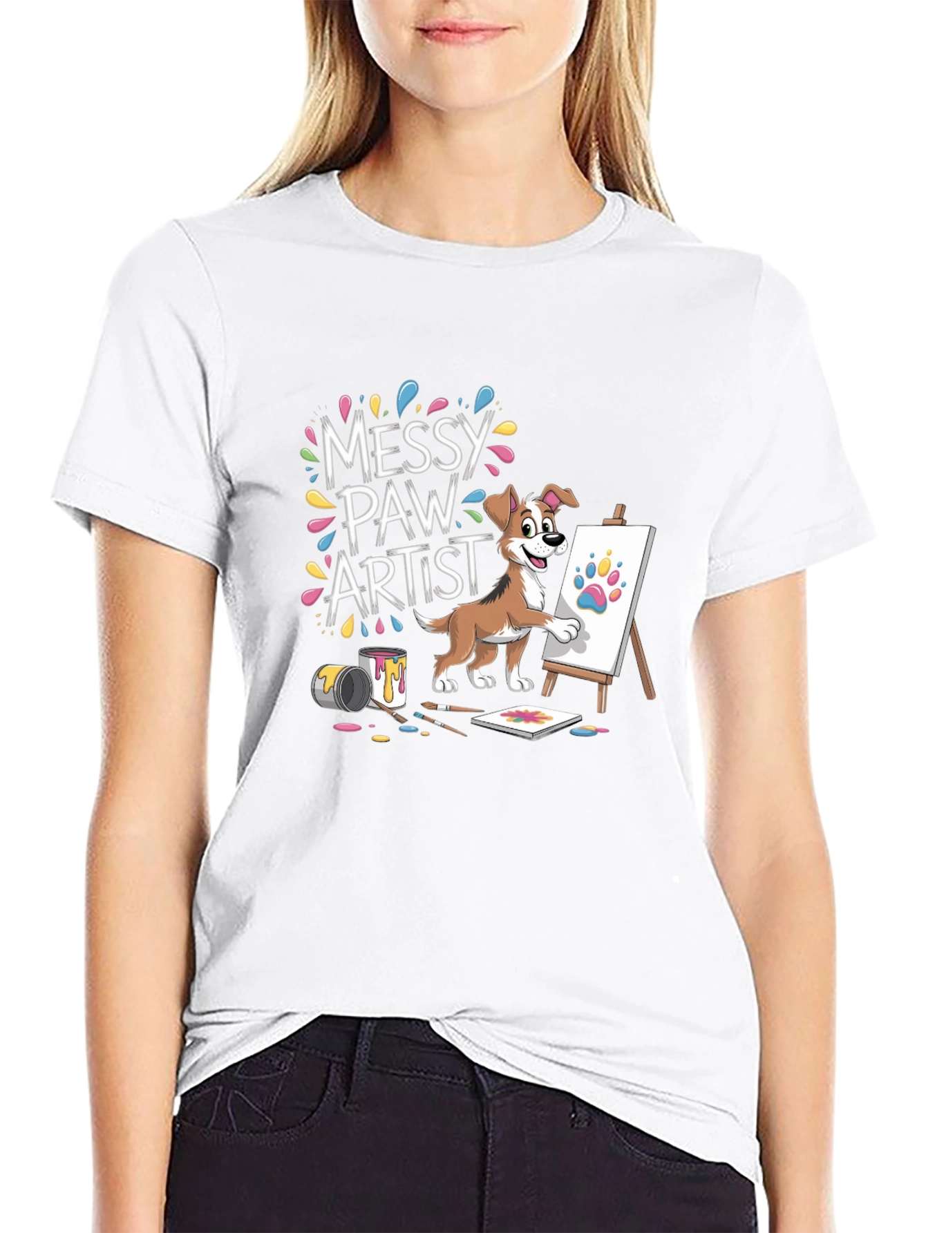 Messy Paw Artist Dog T-Shirt