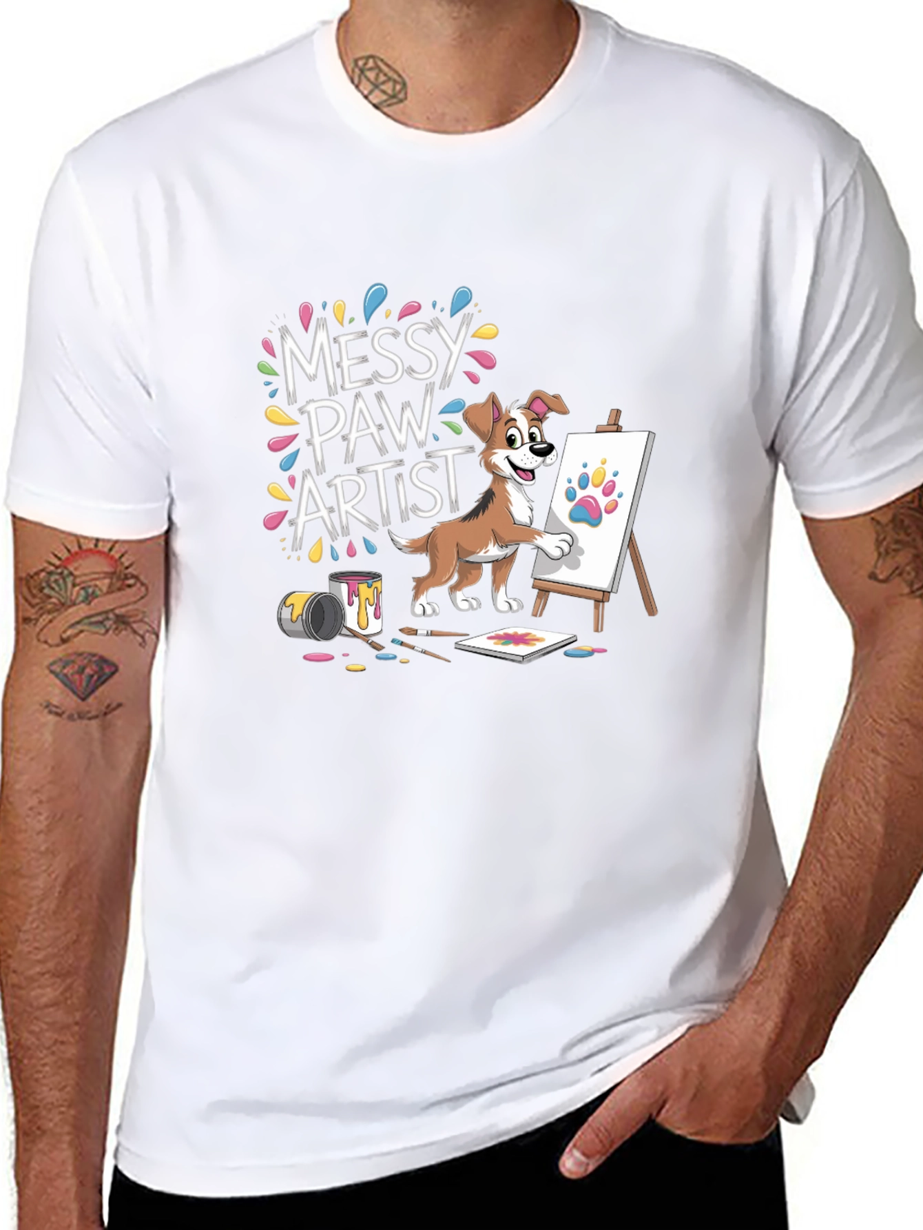 Messy Paw Artist Dog T-Shirt