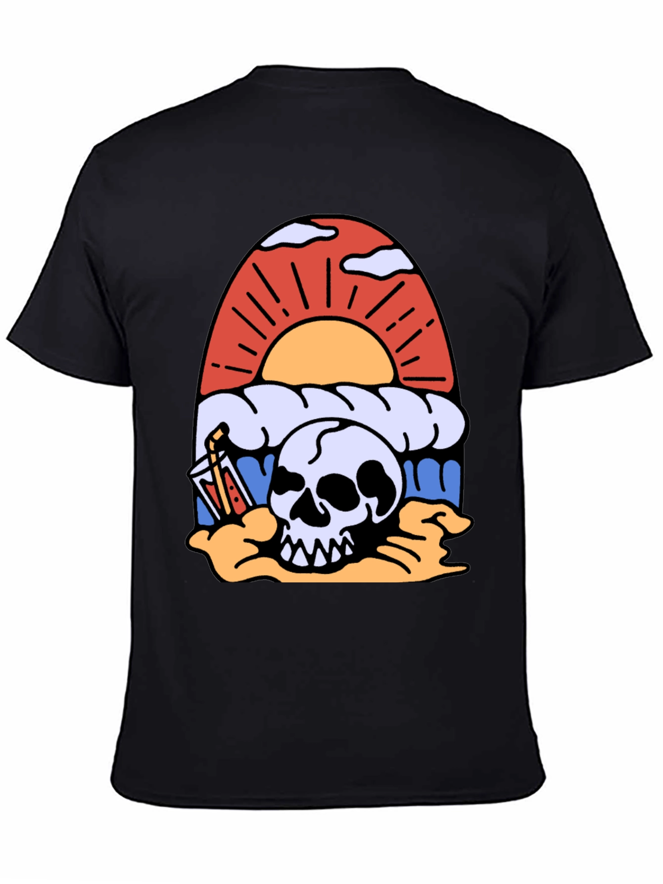 Skull Beach Sunset T-Shirt - Graphic Tee