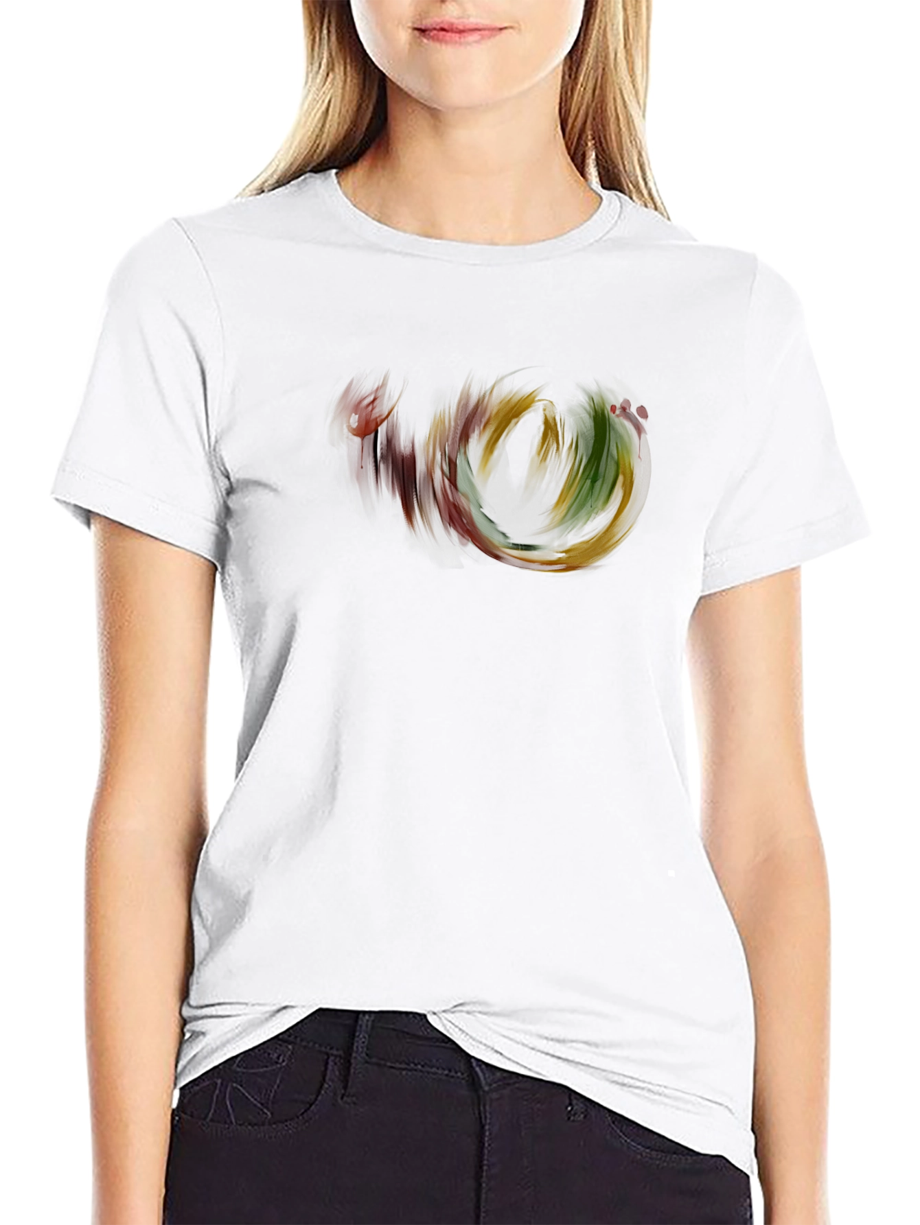 Abstract Swirl Graphic Black T-Shirt