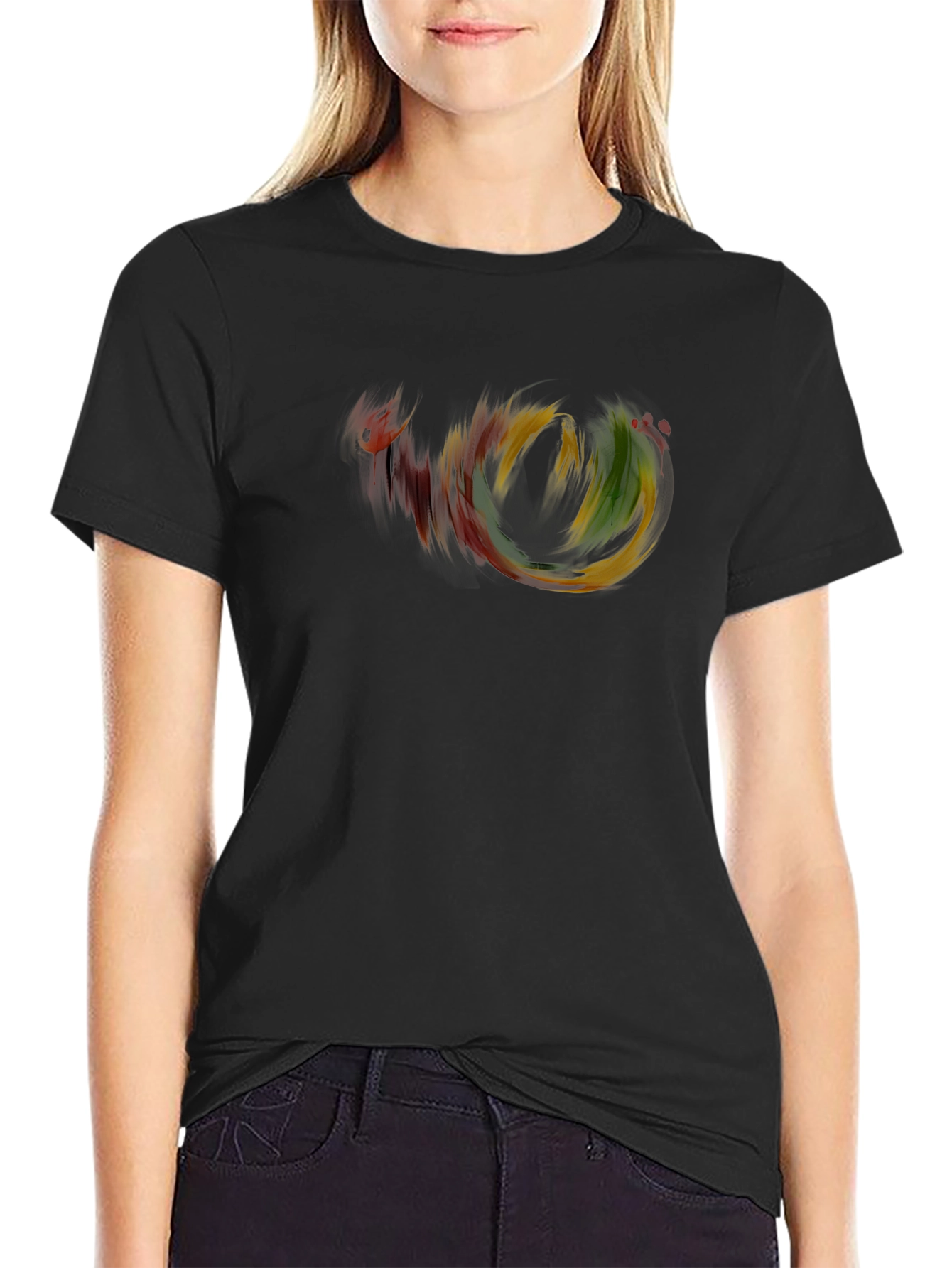 Abstract Swirl Graphic Black T-Shirt
