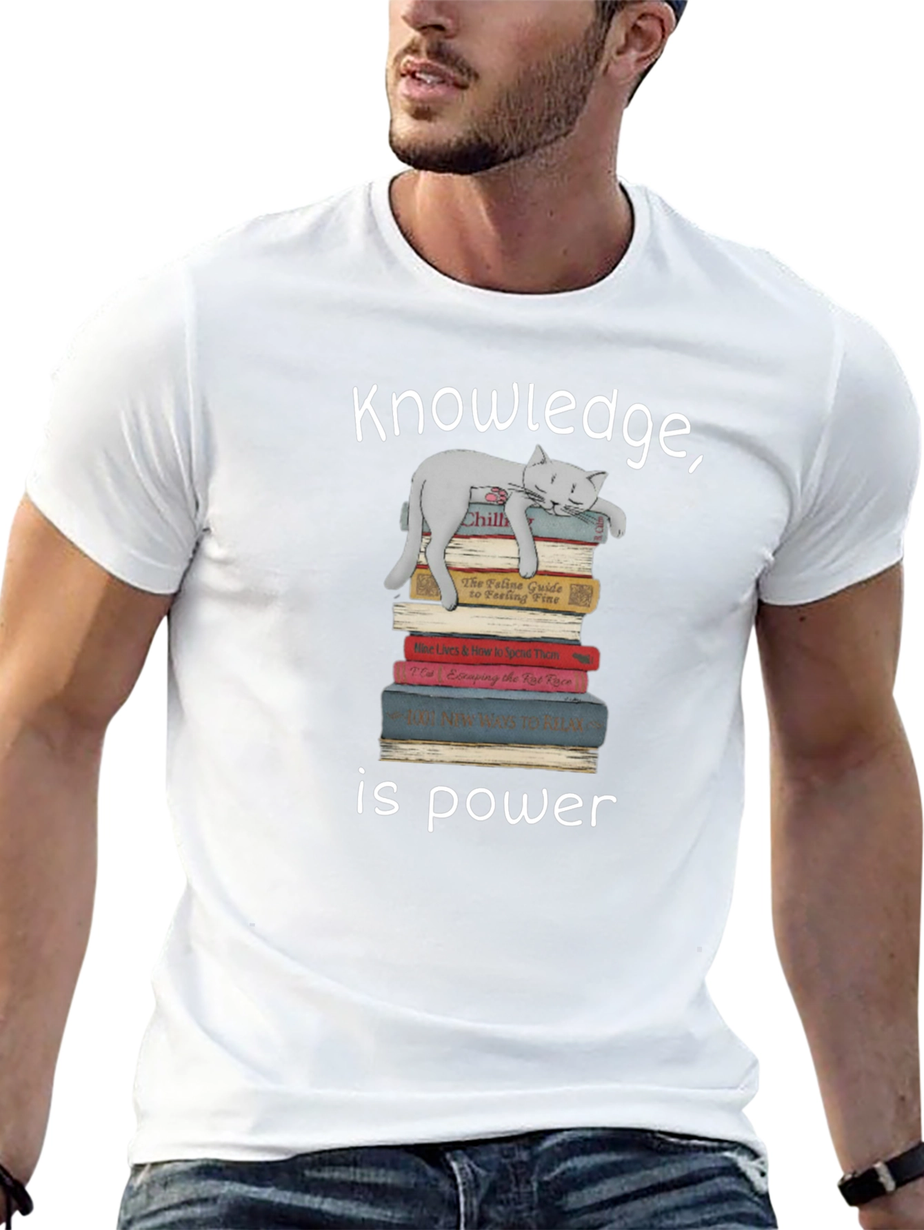 Knowledge is Power Cat Lover T-Shirt