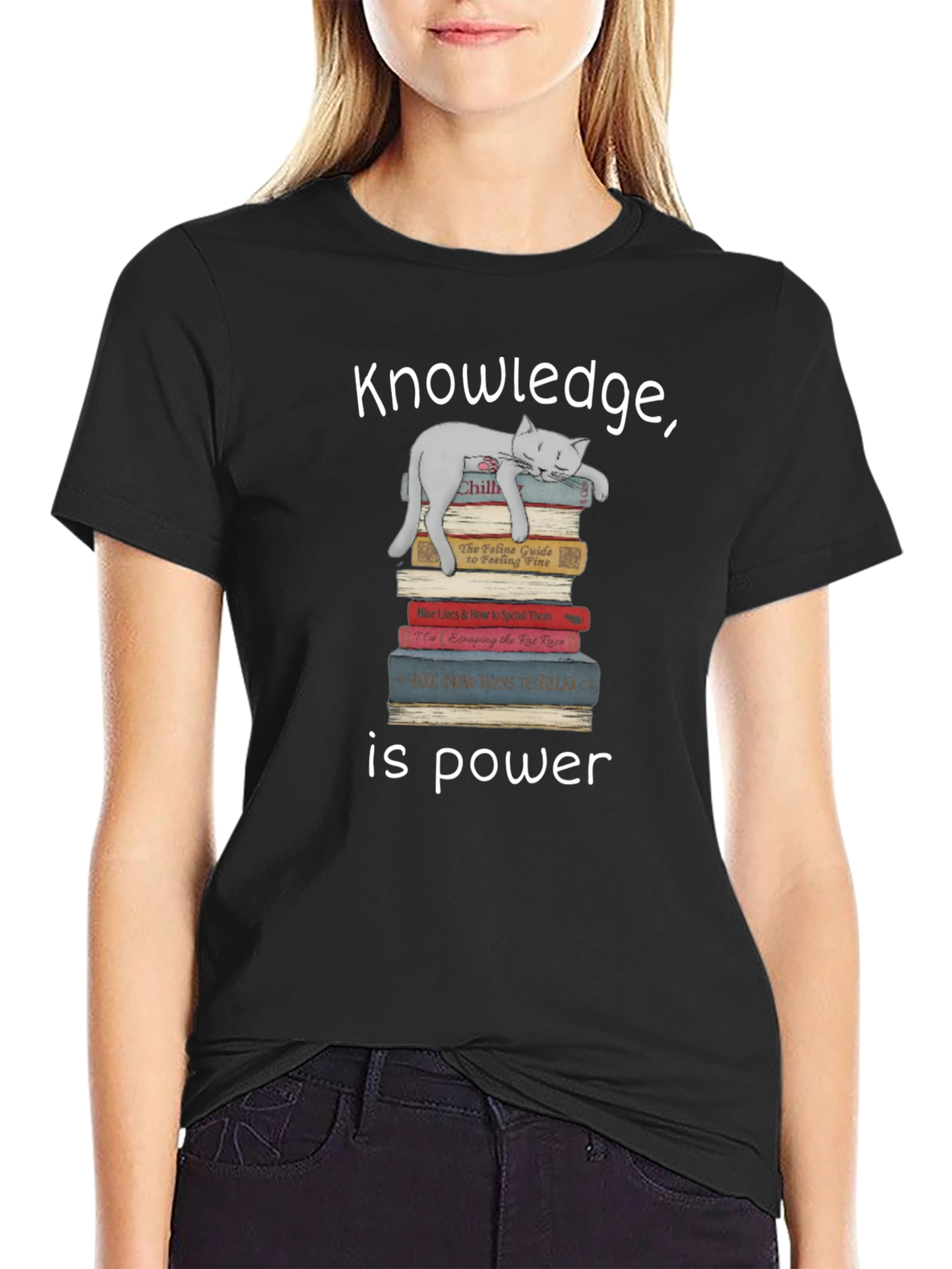 Knowledge is Power Cat Lover T-Shirt