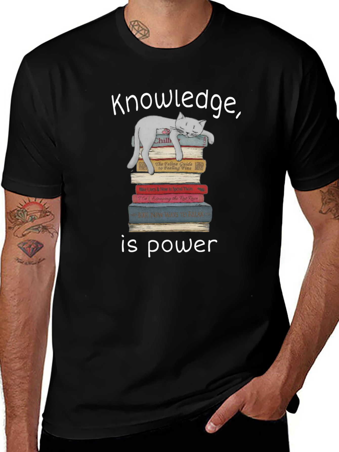 Knowledge is Power Cat Lover T-Shirt
