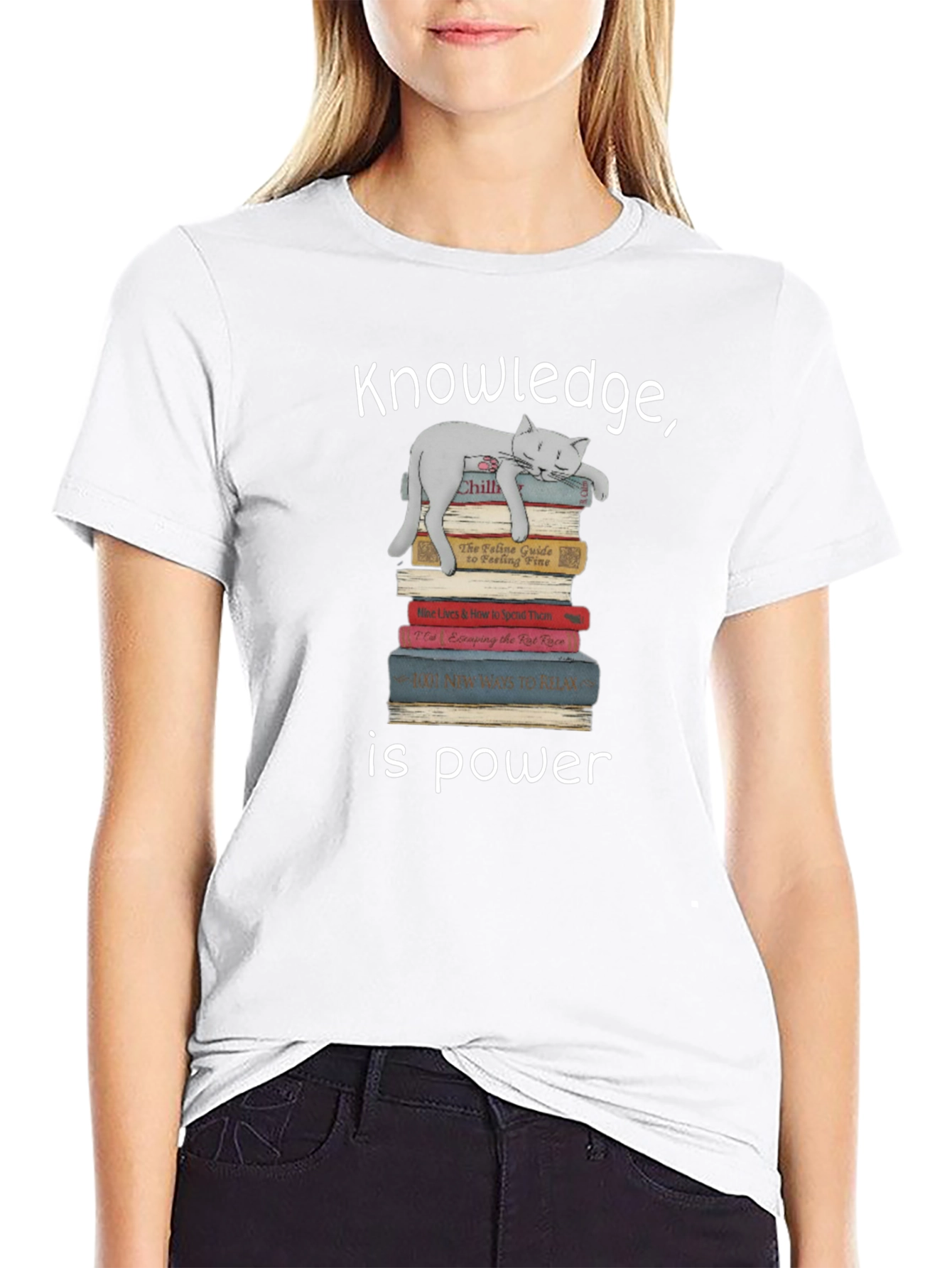 Knowledge is Power Cat Lover T-Shirt