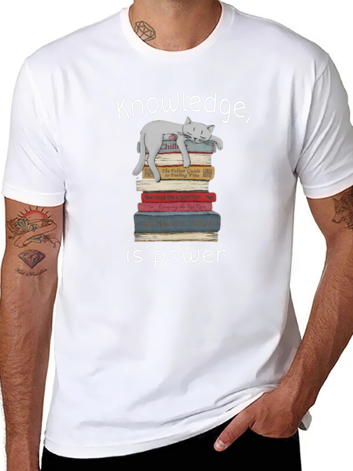Knowledge is Power Cat Lover T-Shirt