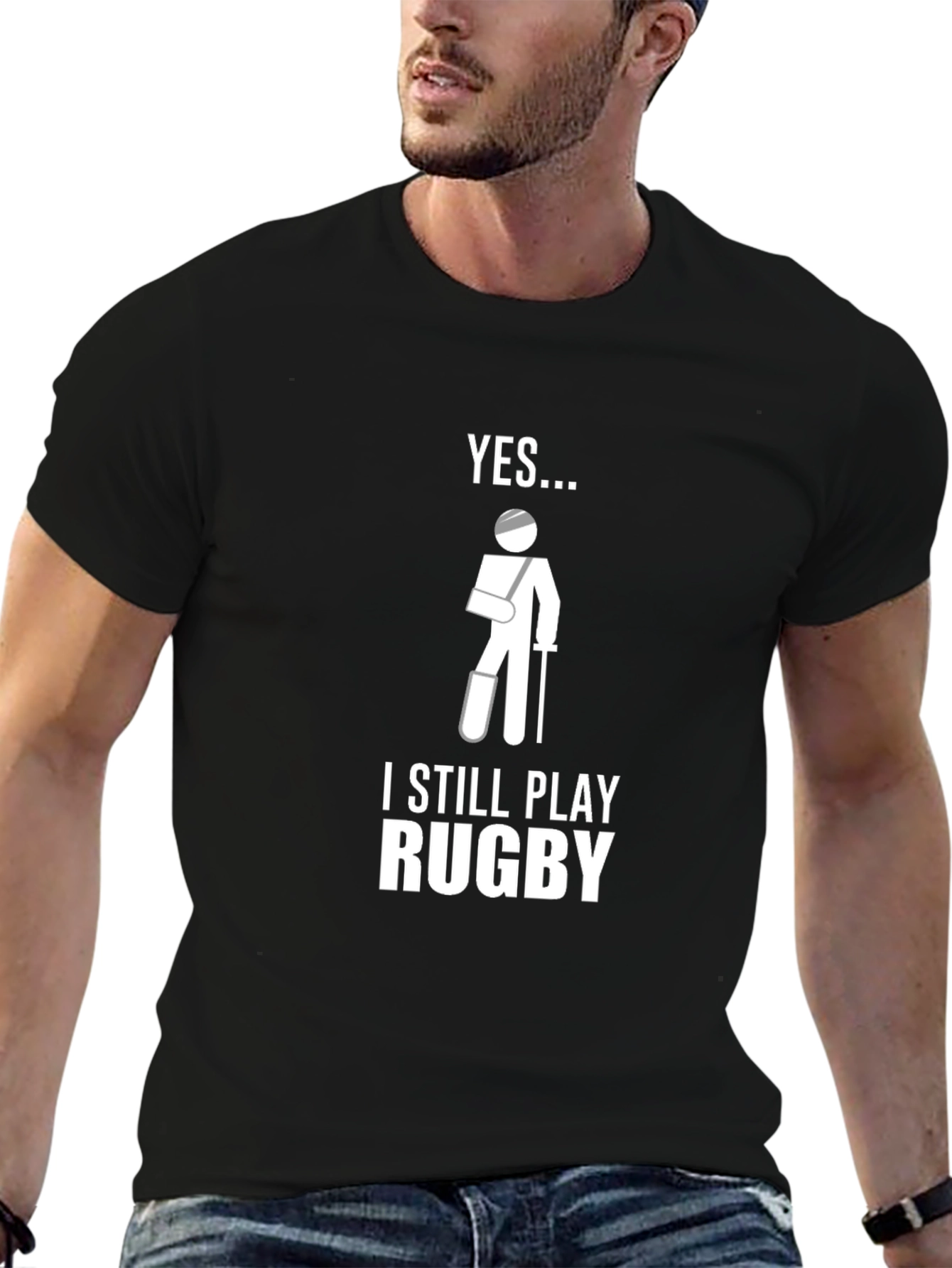 Yes I Still Play Rugby T-Shirt Funny Injury Tee