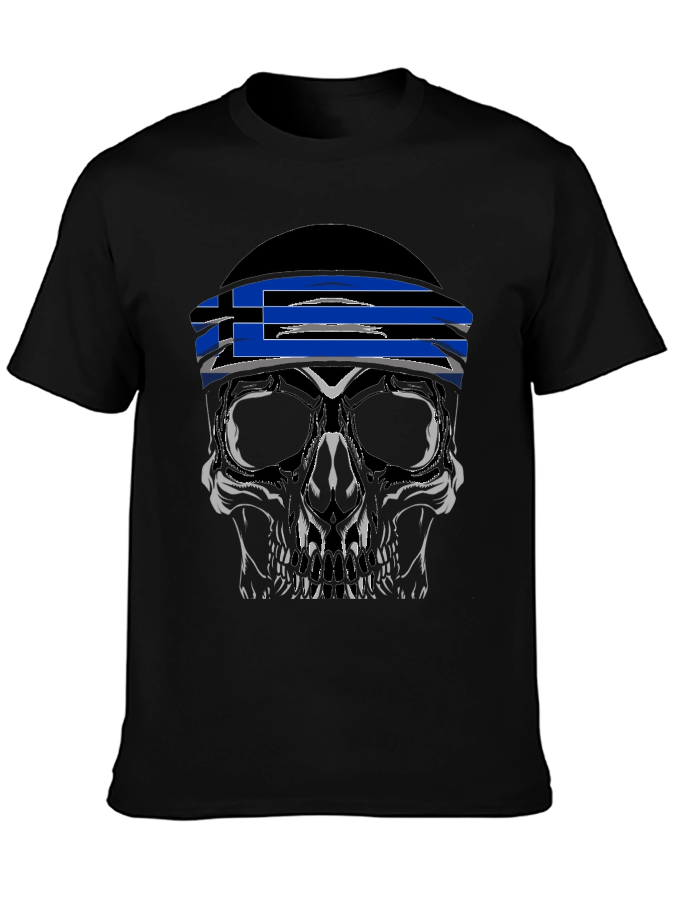 Skull Tee with Greek Flag Bandana