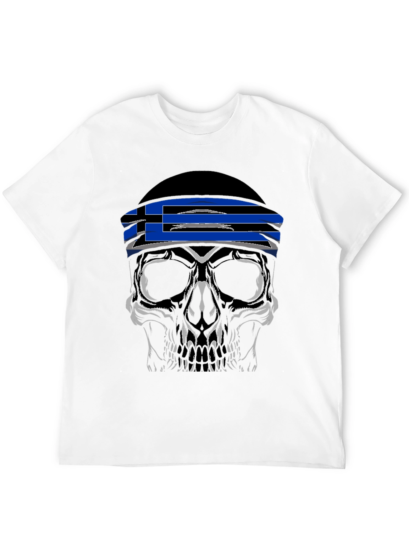 Skull Tee with Greek Flag Bandana