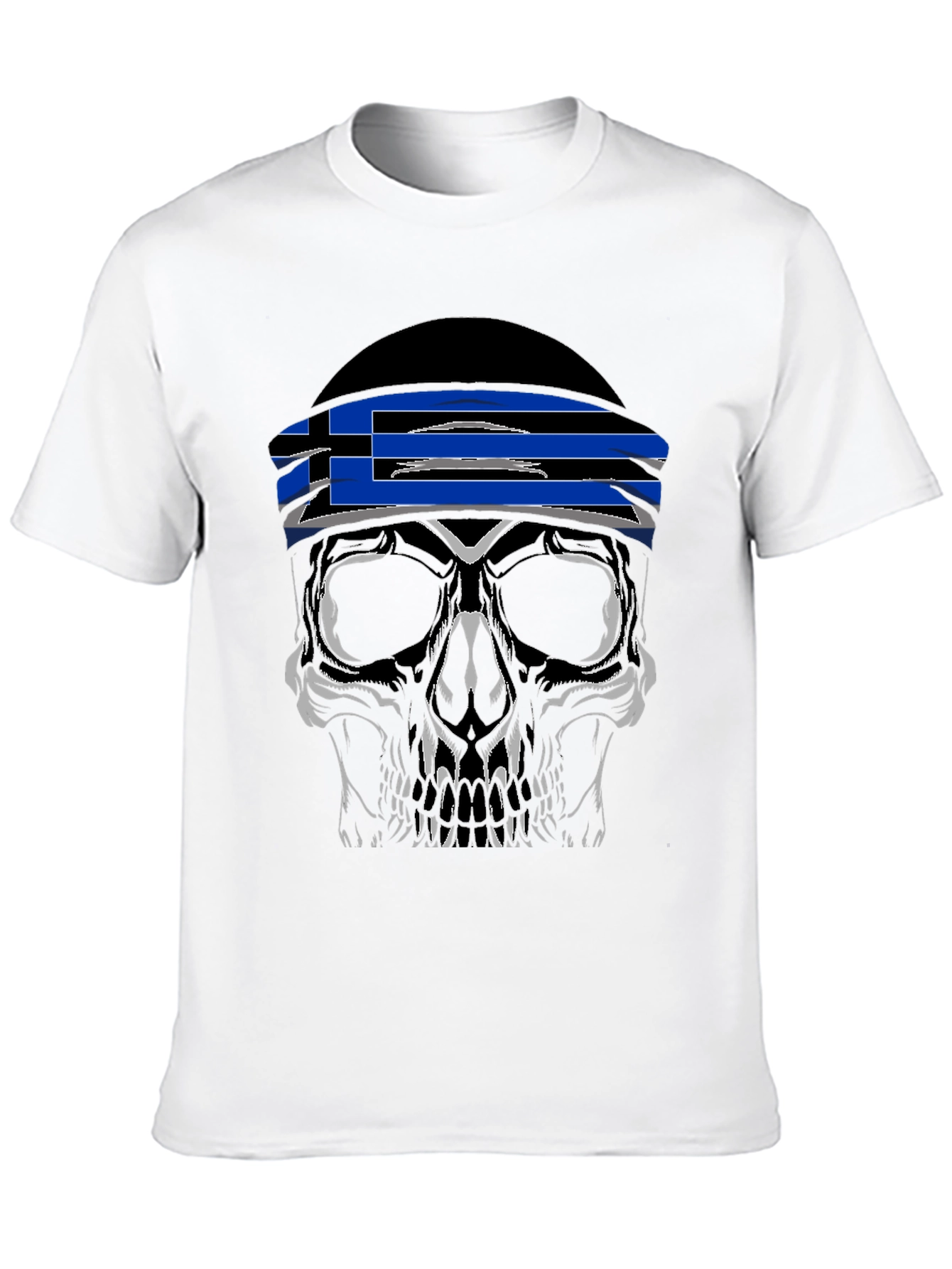 Skull Tee with Greek Flag Bandana
