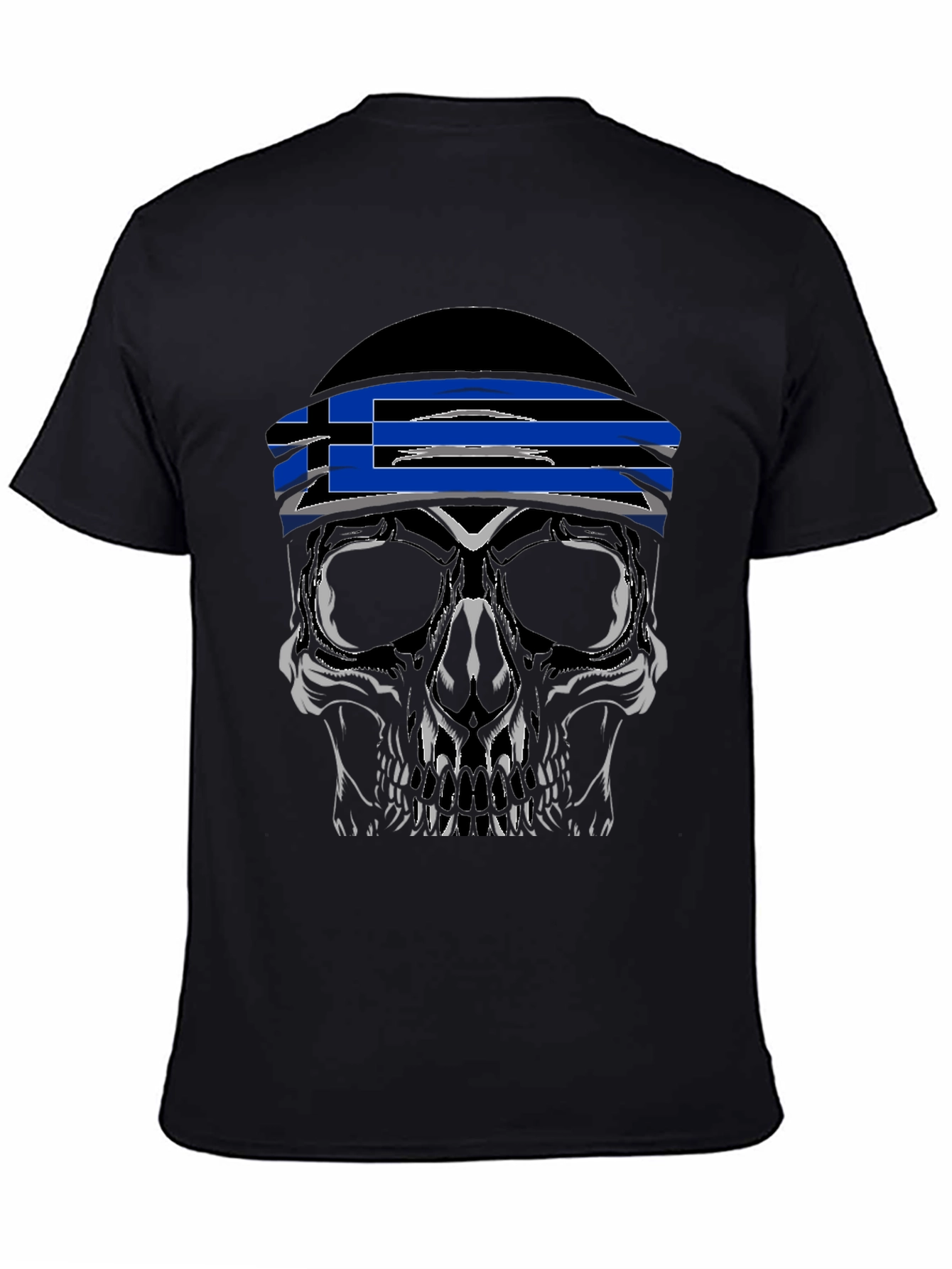 Skull Tee with Greek Flag Bandana