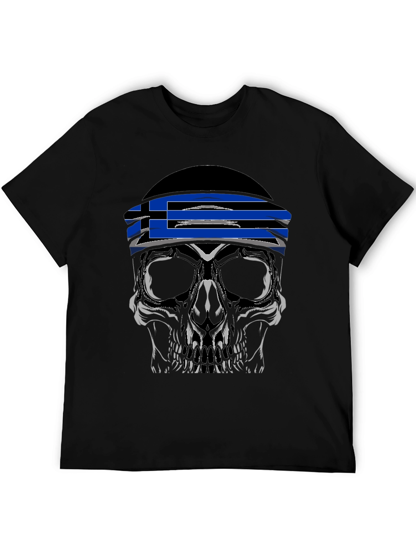 Skull Tee with Greek Flag Bandana
