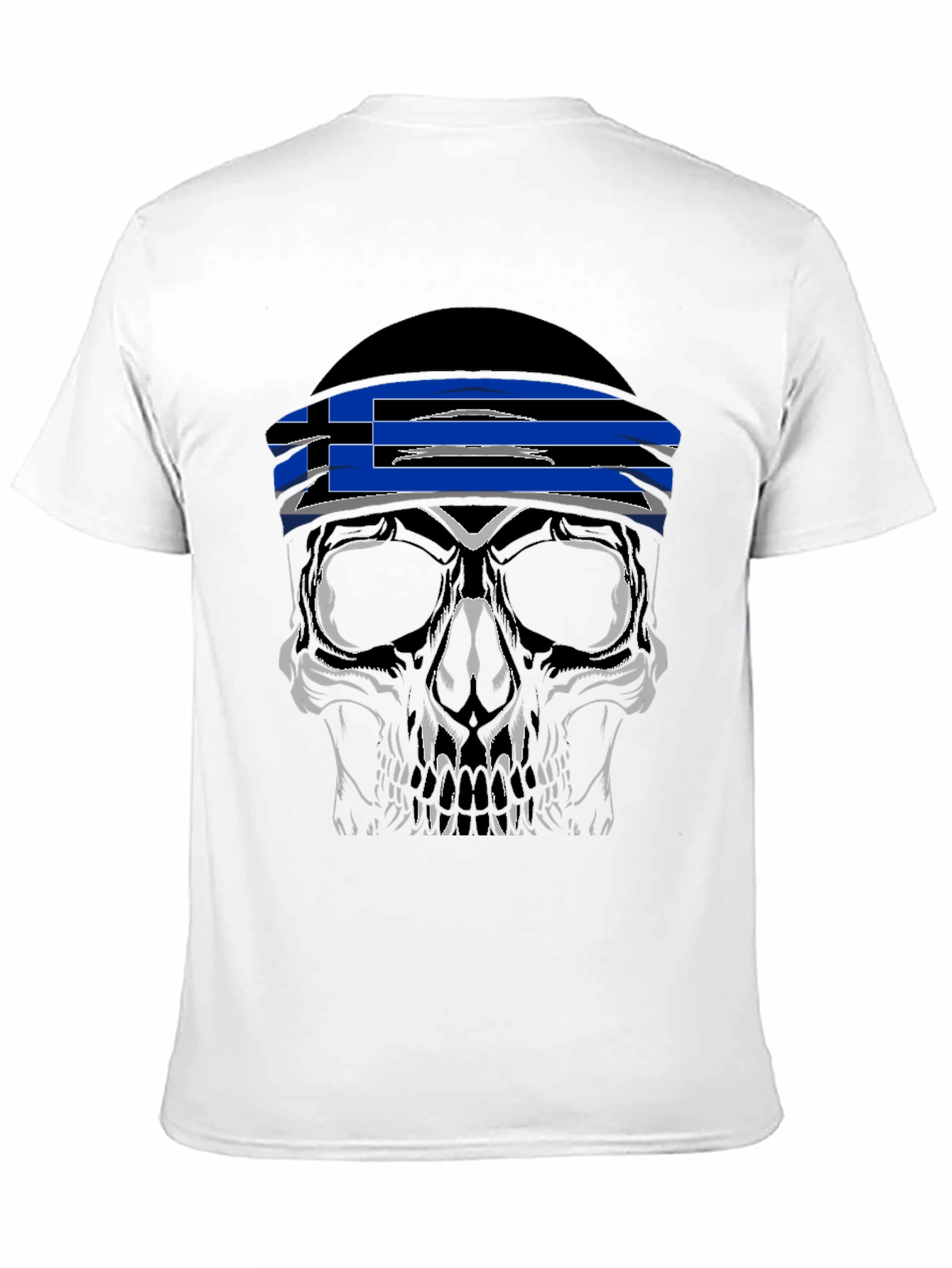 Skull Tee with Greek Flag Bandana