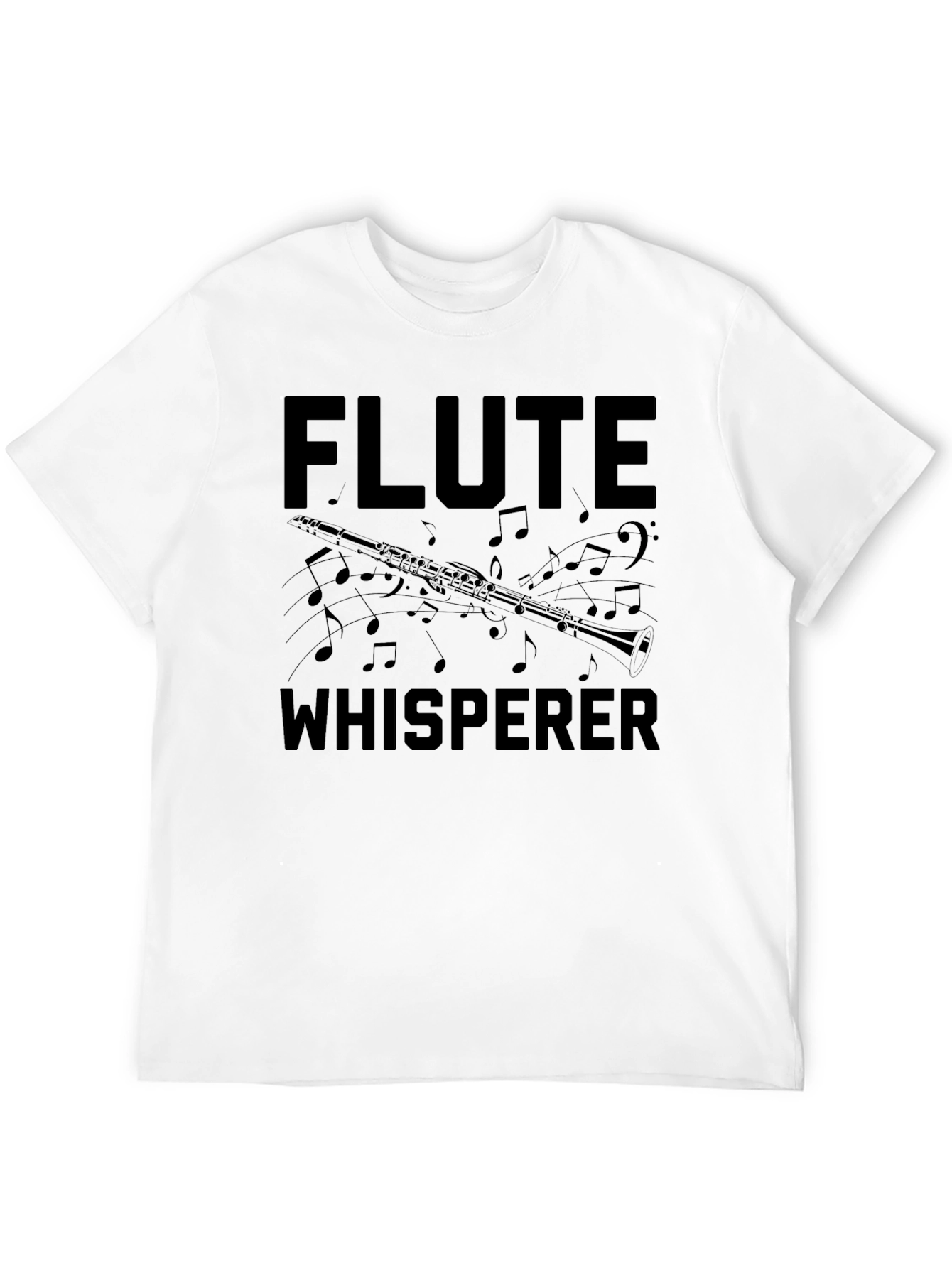 Flute Whisperer Black T-Shirt - Music Lover Tee
