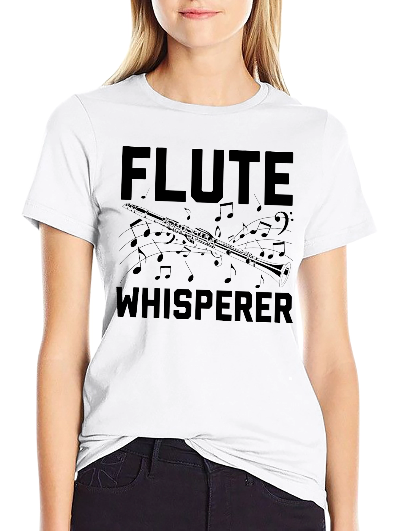 Flute Whisperer Black T-Shirt - Music Lover Tee