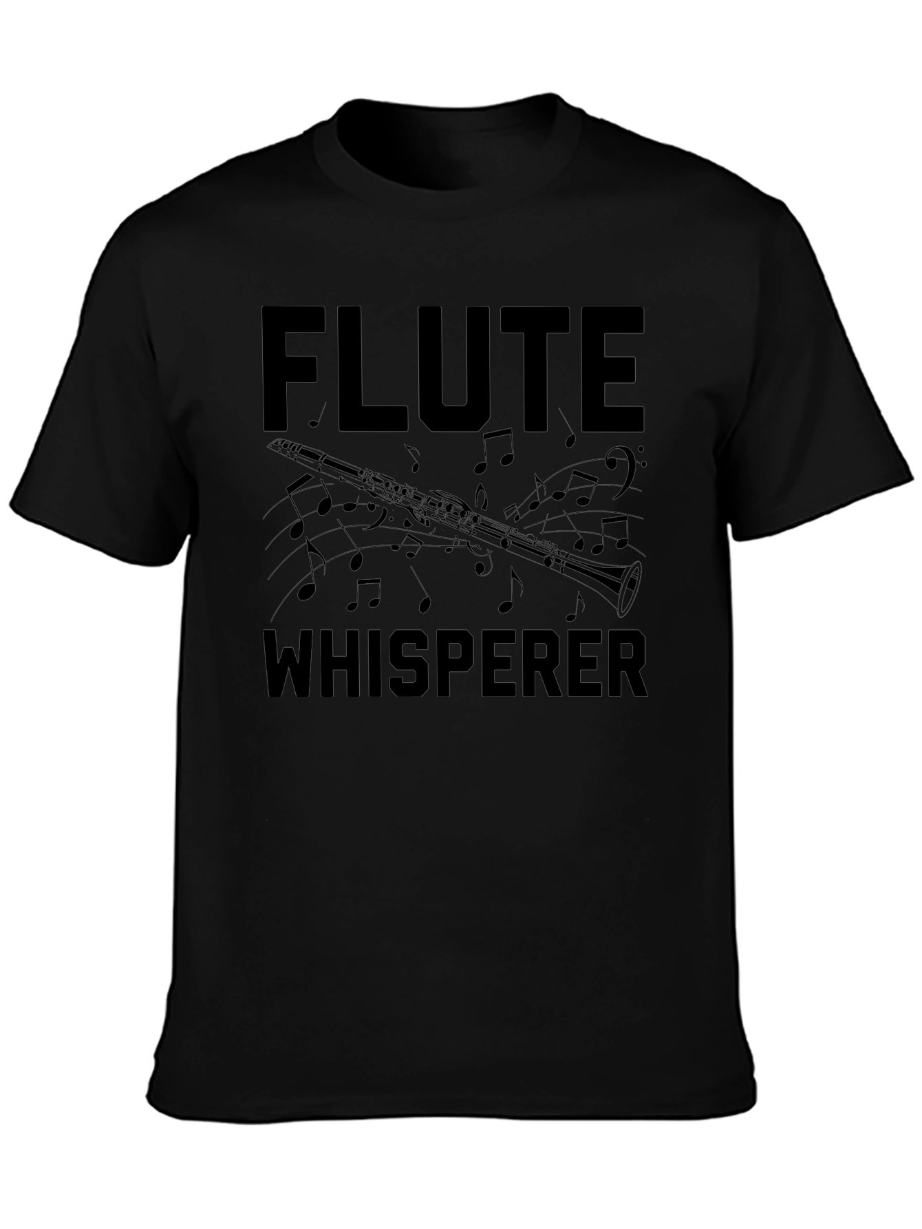 Flute Whisperer Black T-Shirt - Music Lover Tee
