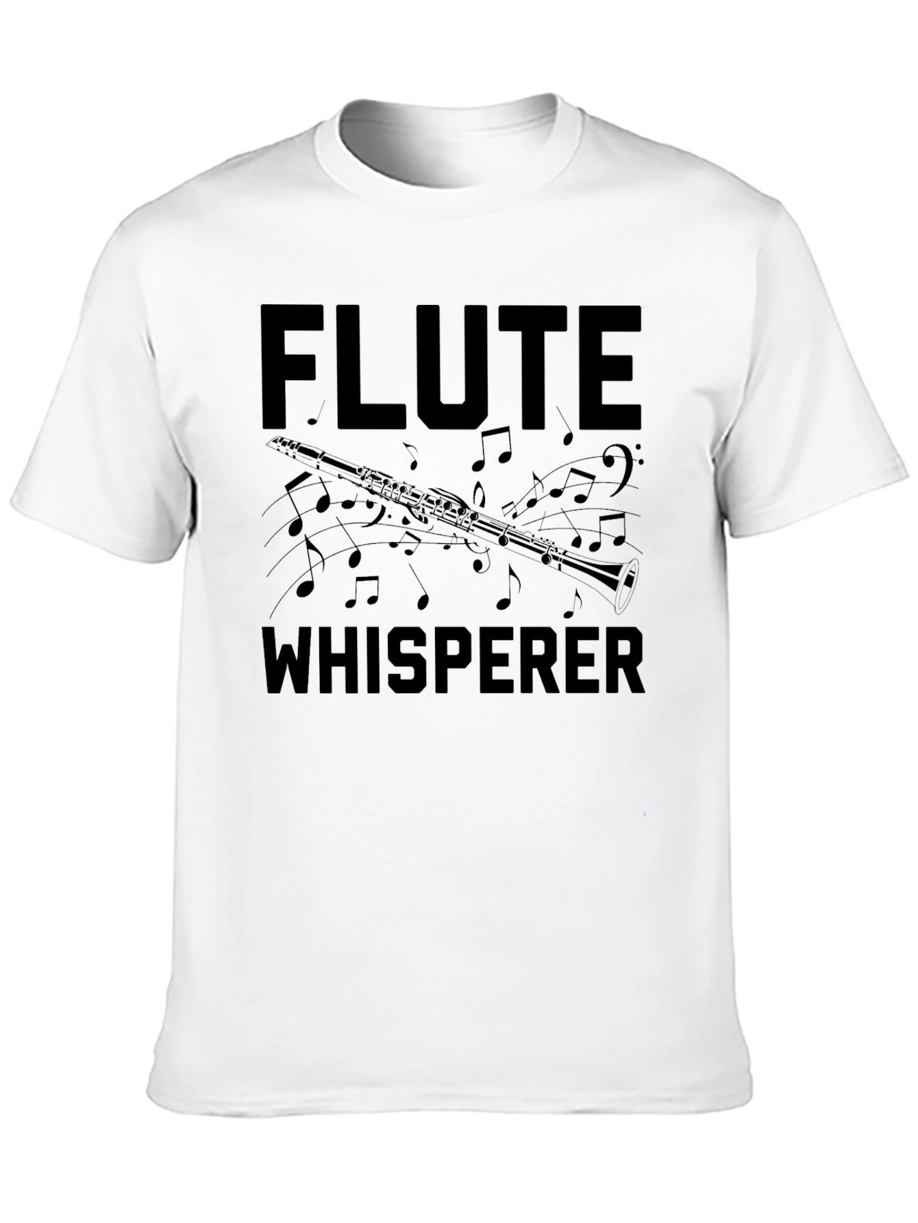 Flute Whisperer Black T-Shirt - Music Lover Tee