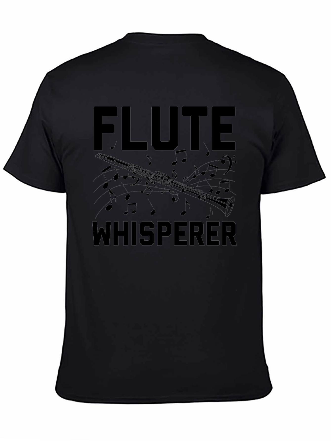 Flute Whisperer Black T-Shirt - Music Lover Tee