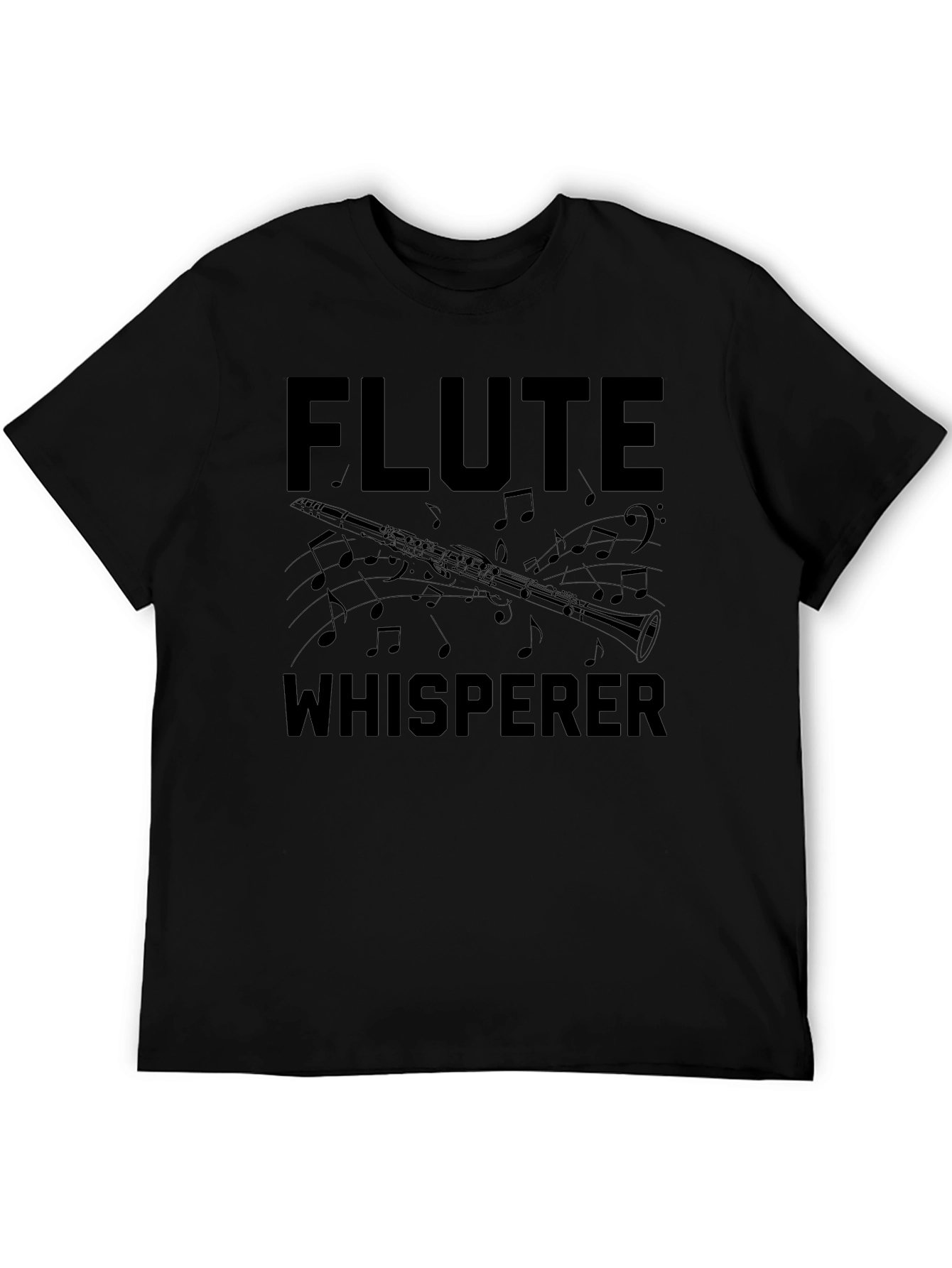 Flute Whisperer Black T-Shirt - Music Lover Tee