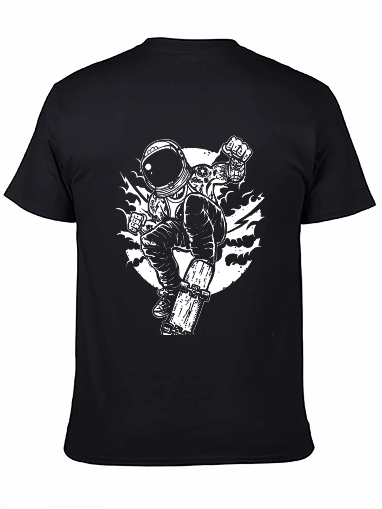 Astronaut Skateboarder Black T-Shirt